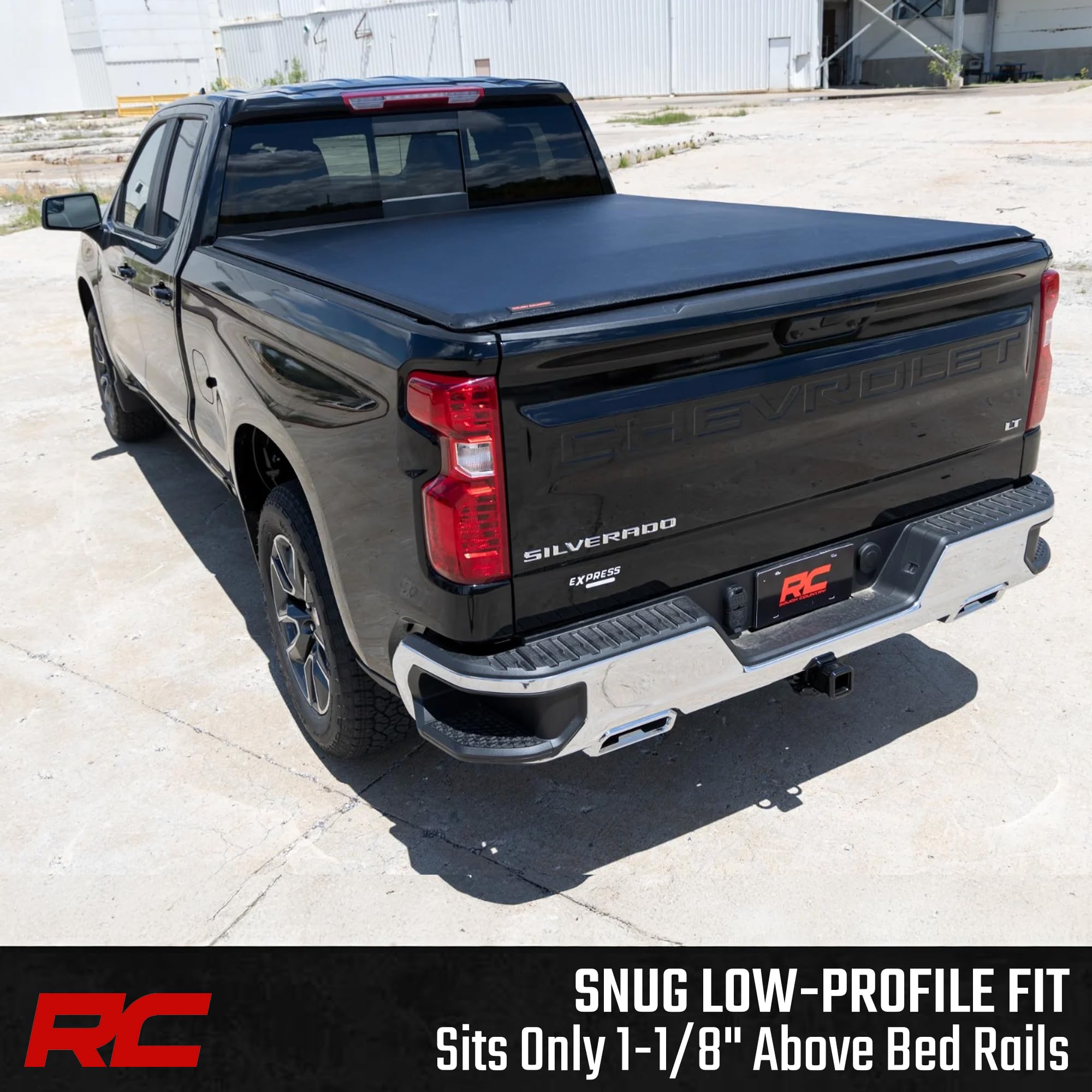 Rough Country Soft Roll-Up Truck Bed Cover for GMC Sierra 1500 & Chevy Silverado 1500 (2019–2026) – 6'7" Standard Bed Tonneau Cover