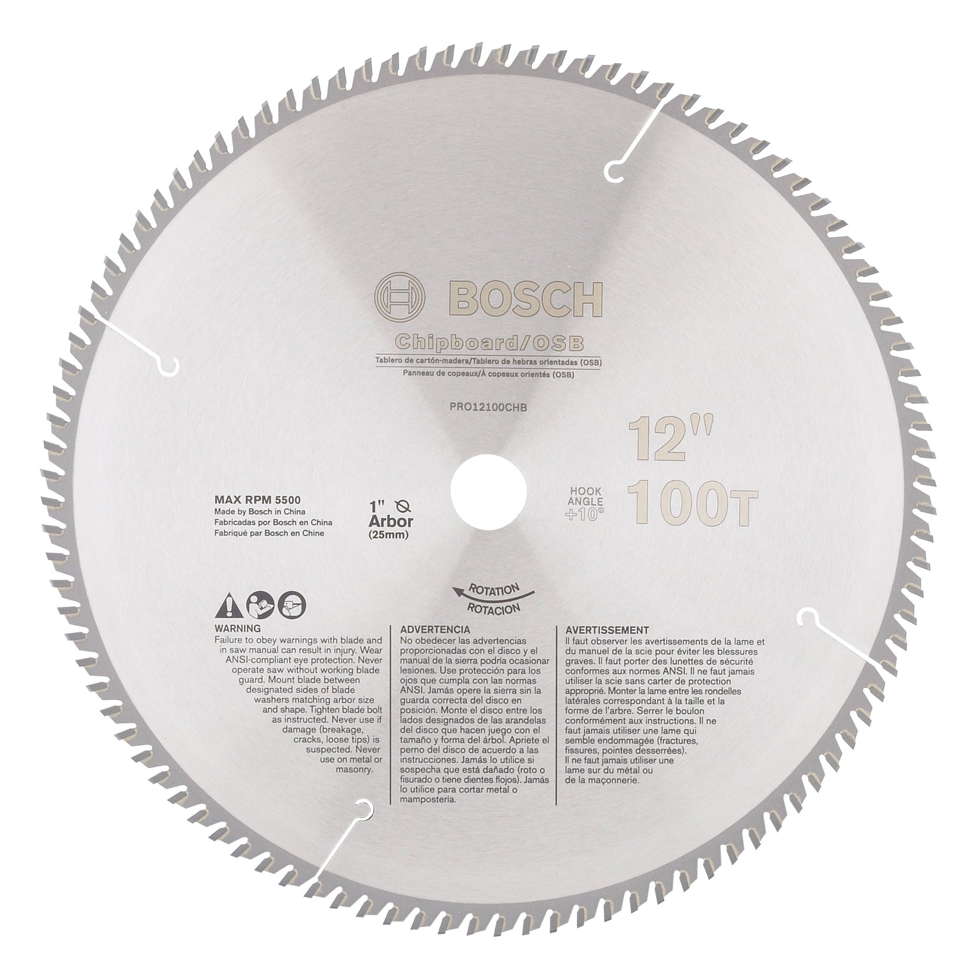 12" Bosch PRO12100CHBB 100T HLTCG CHB Circular Saw Blade