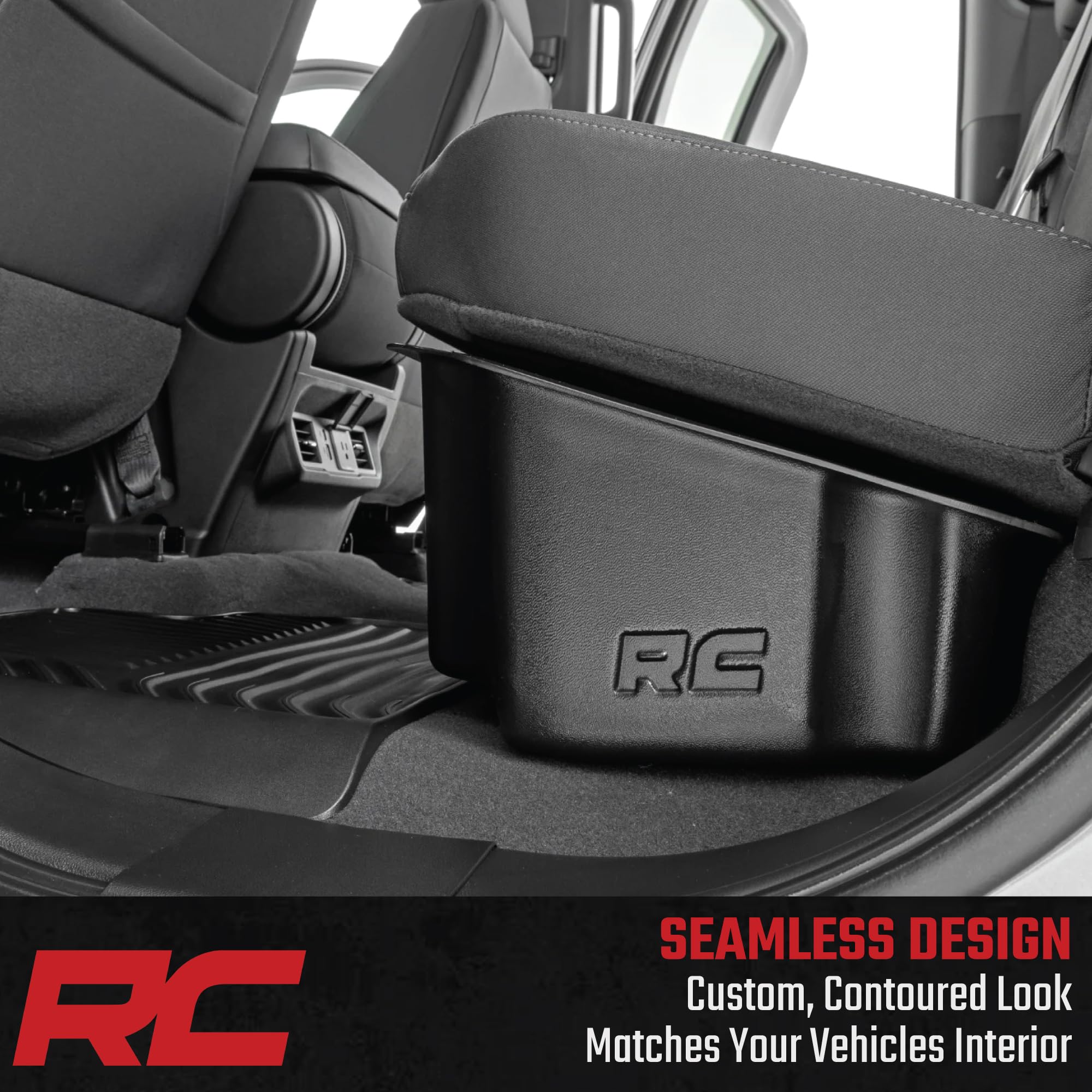 Rough Country Under Seat Storage for 1500 Chevy Silverado (2019-2025) & 2500HD/3500HD (2020-2025) Double Cab - Custom-Fit, Durable, Anti-Skid Thermoplastic