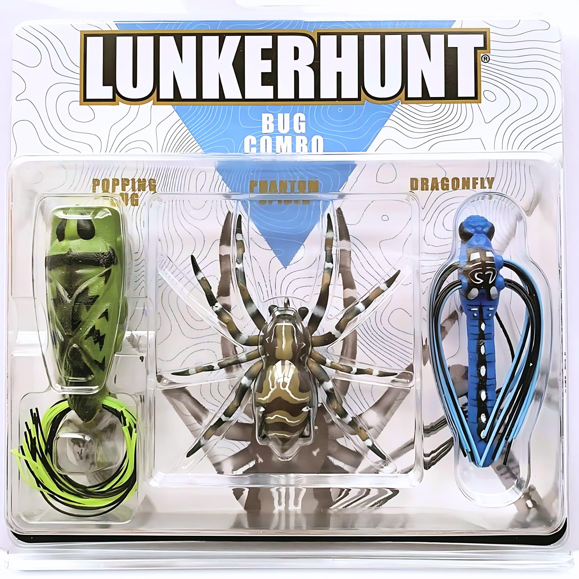Top Water LUNKERHUNT Fishing Lures | Baits for Bass Fishing | Realistic Fishing Bait with Resistent Skirts | Weedless bass Fishing Lures for Freshwater and Saltwater | Easy to Use. (Bug Combo)