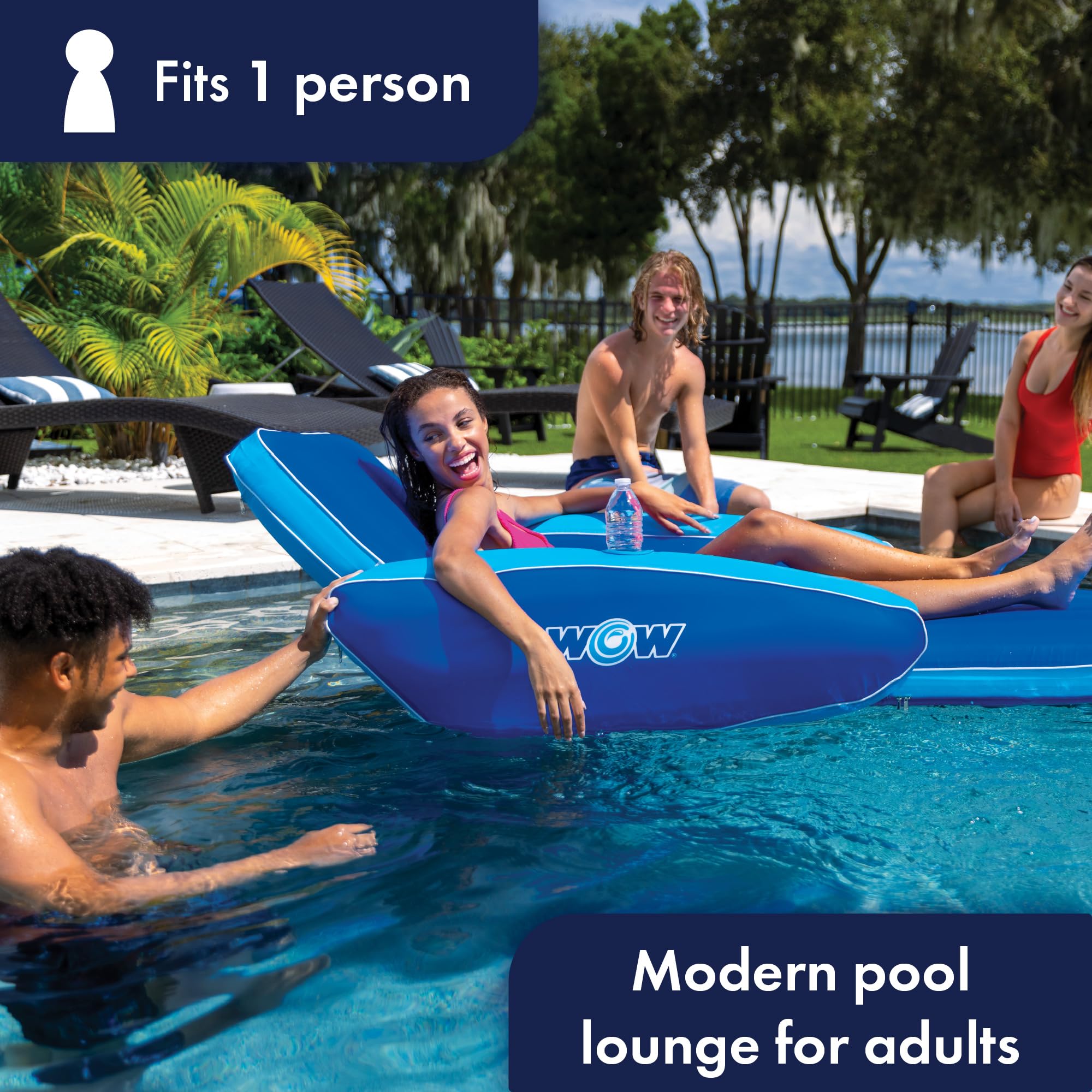 Inflatable Pool Party Lounge - Wow Sports - Single Salon Lounge Chair - Summer Accessory for Kids & Adults