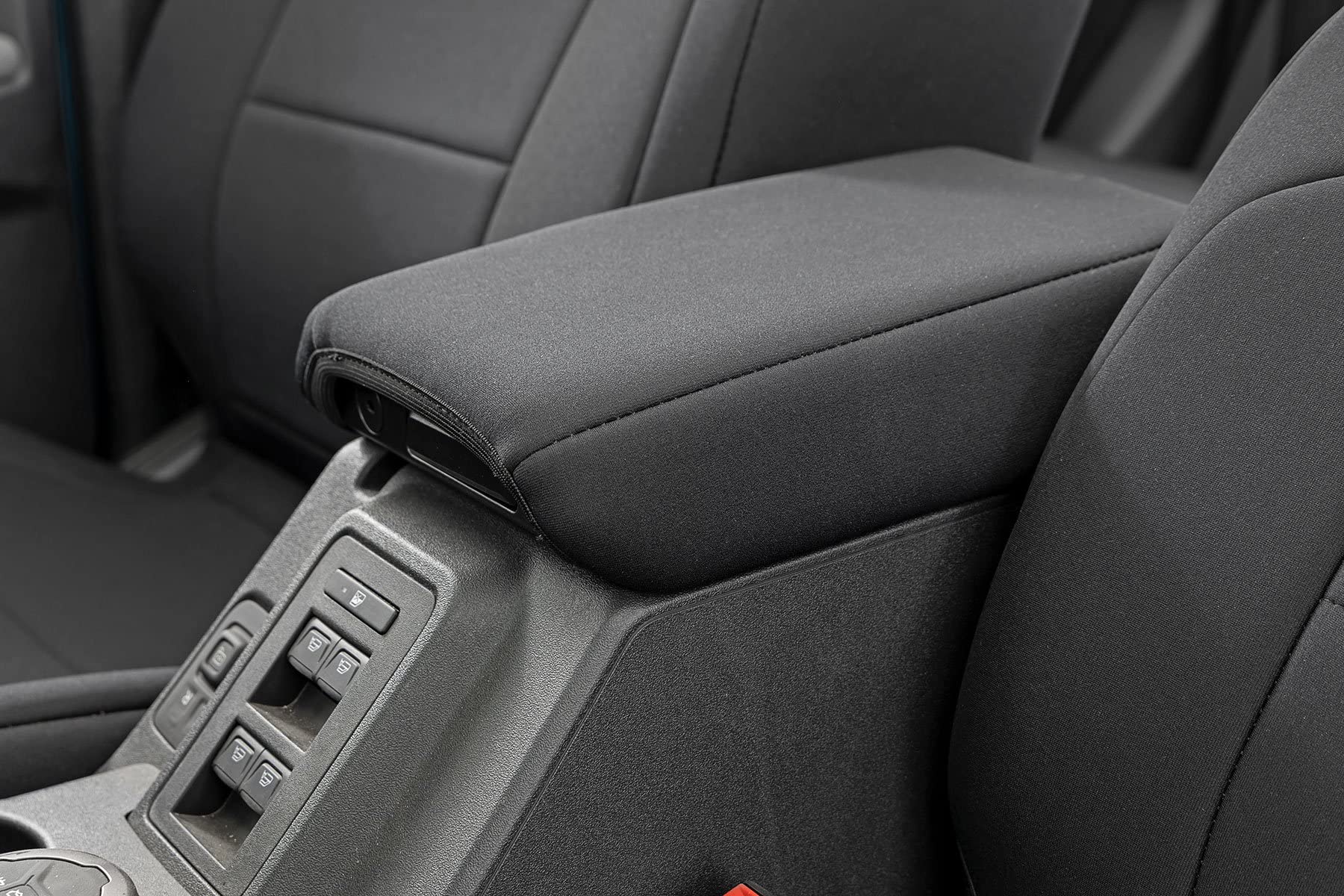 Rough Country Neoprene Seat Covers for 4-Door Ford Bronco (2021-2025 w/No Rear Folding Armrest) - Waterproof & UV Resistant, 4-Layer Protection with Foam Padding, Front & Rear Seat Cover Set