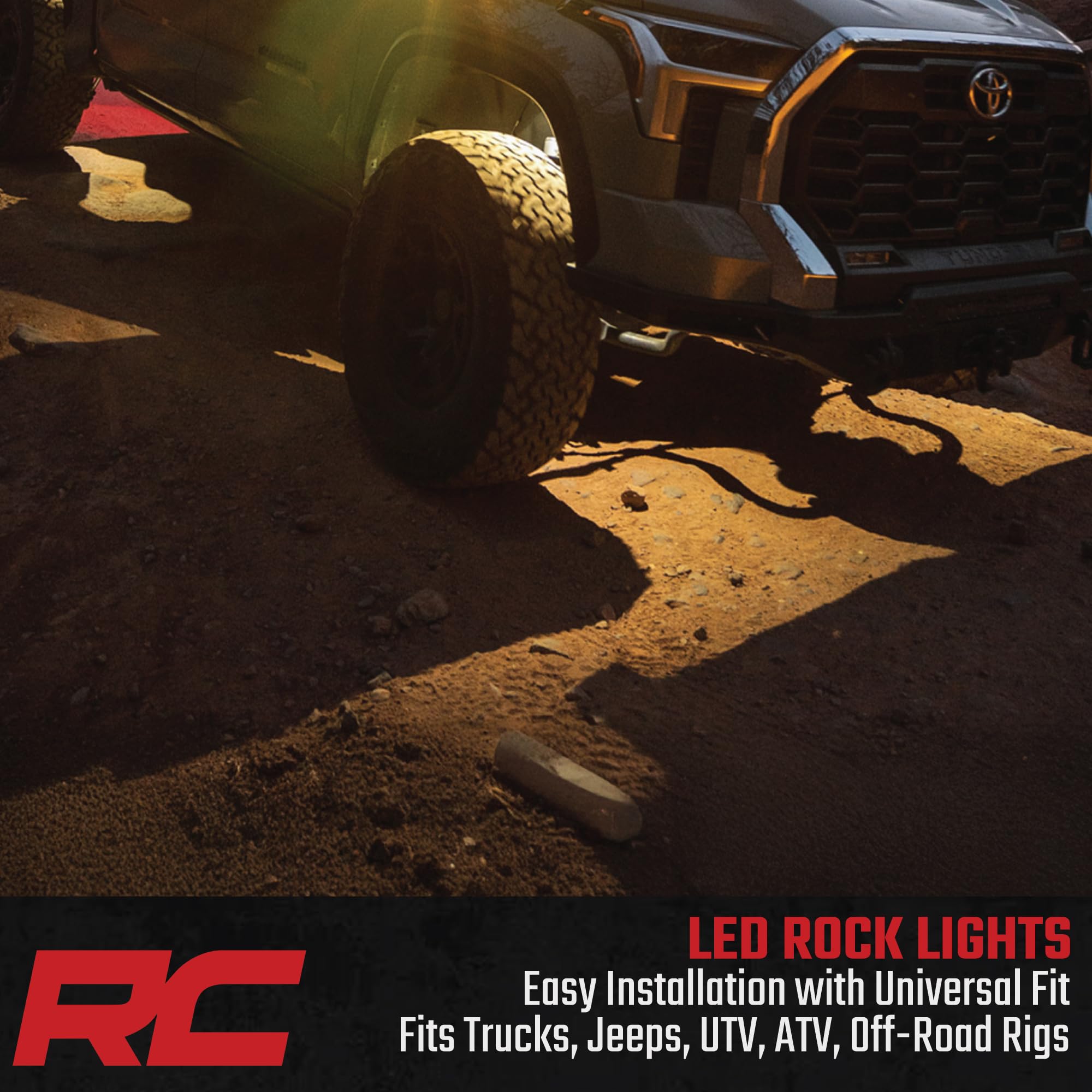 Rough Country LED Deluxe Rock Light Pods w/Mounting Kit | 4 Pods - 70980 , White