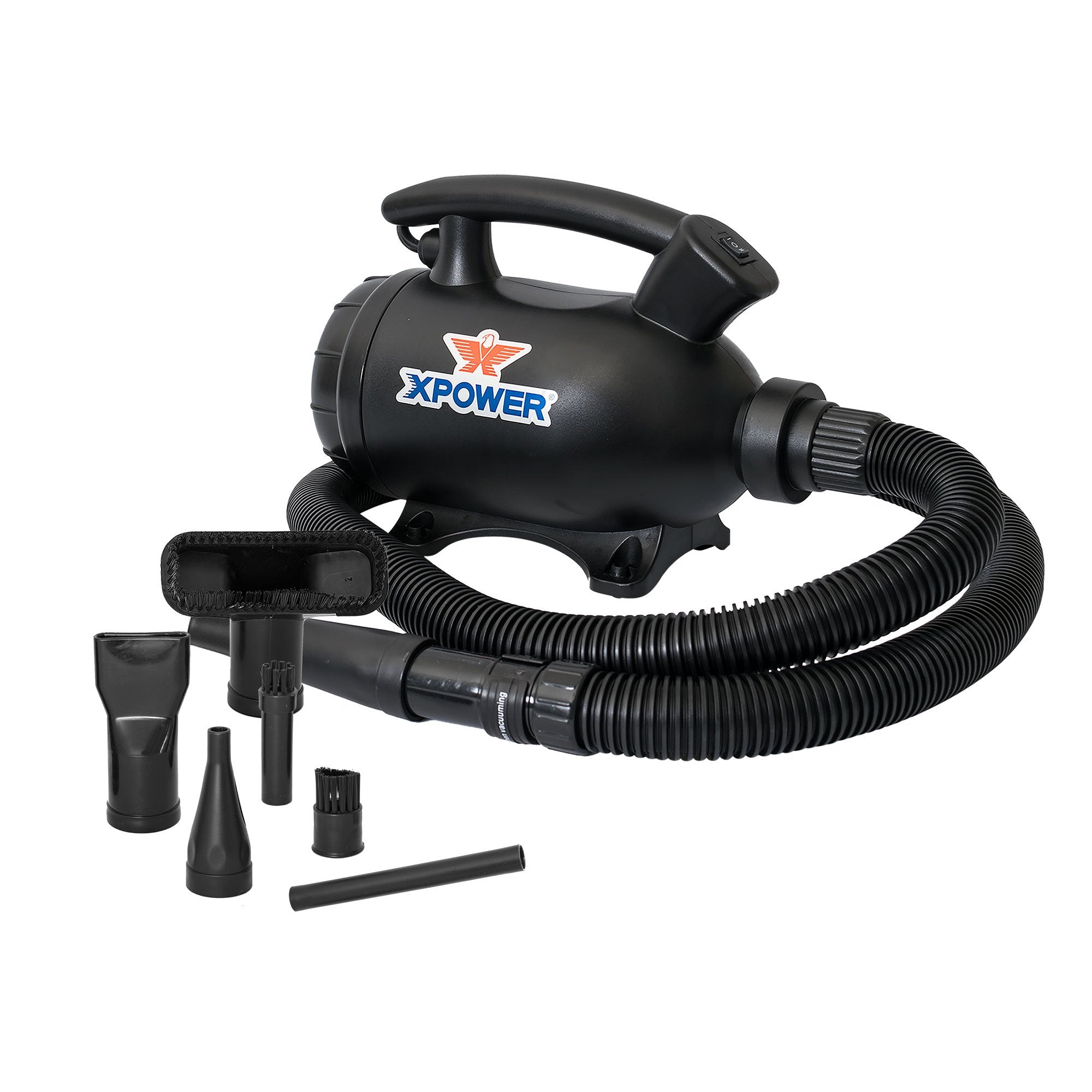 A-5 XPOWER Electric Air Duster for Dusting, Drying, Inflating, Blowing, Vacuuming, Car Detailing, Computer, Leaf Blowing, 100 CFM, 5 Nozzles + 2 Brushes, High Performance Motor, Eco-Friendly
