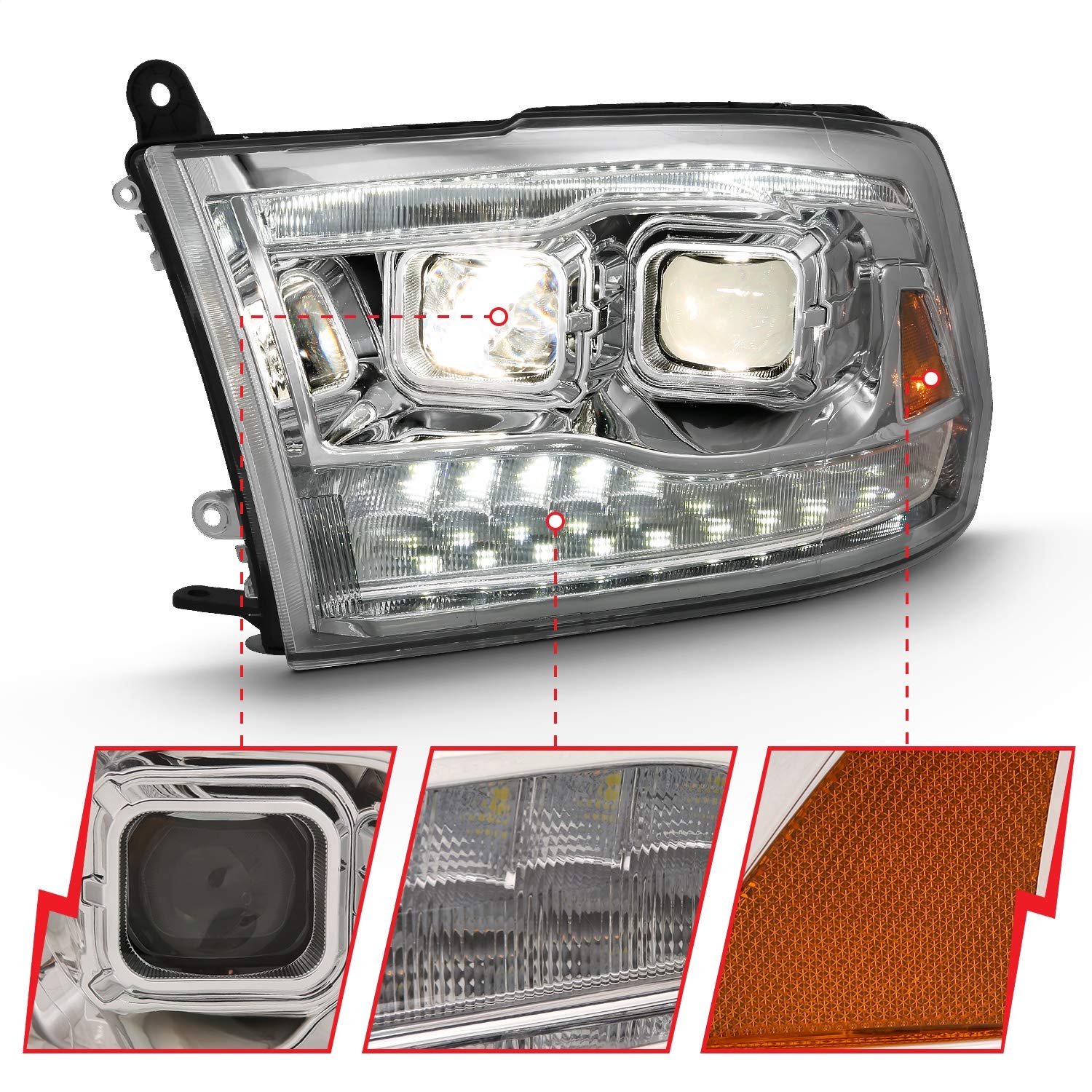 111441 Anzo USA Projector Headlamps Fits Dodge Ram 1500