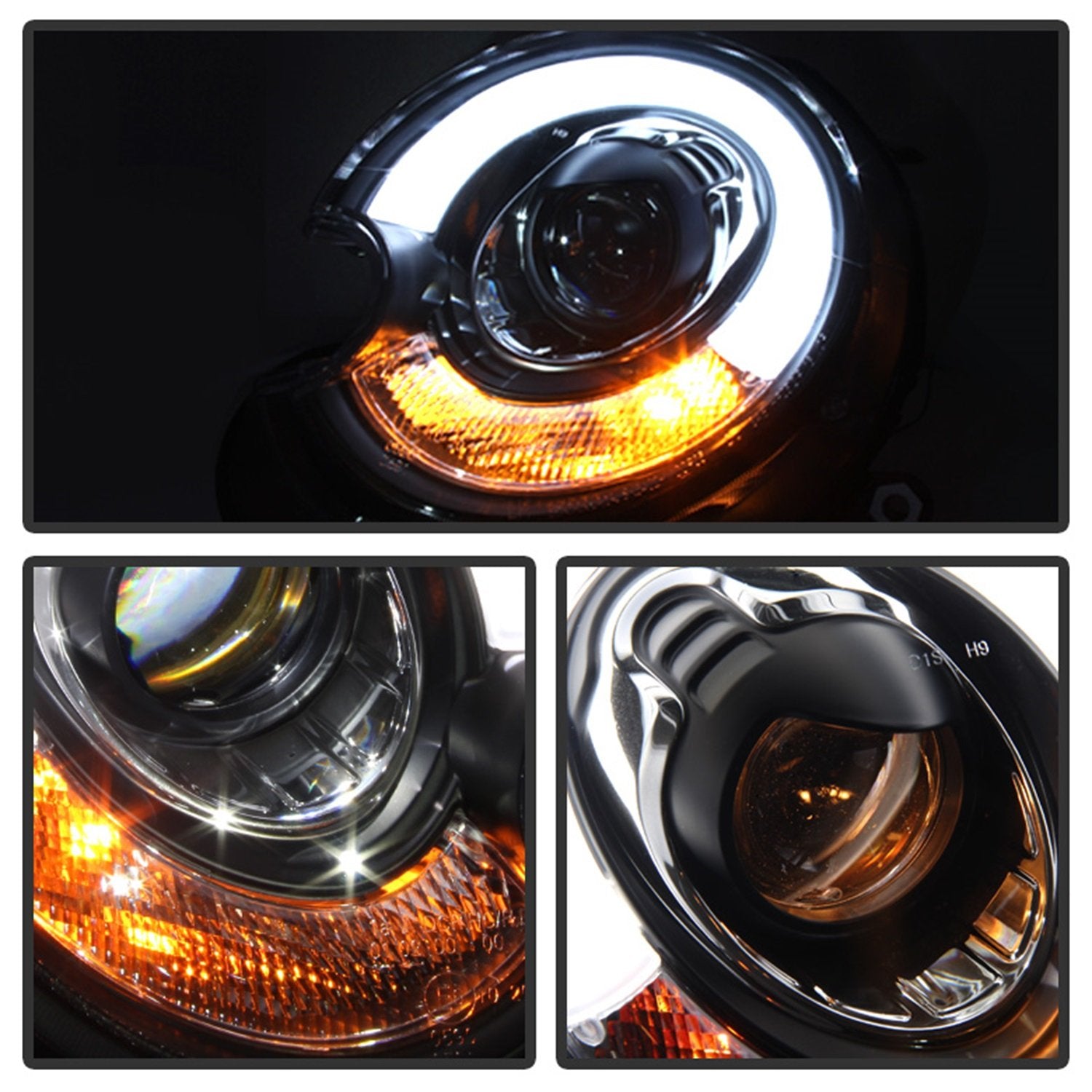 Mini Cooper Spyder Auto PRO-YD-MC07-HID-DRL-BK Halo Projector Headlight