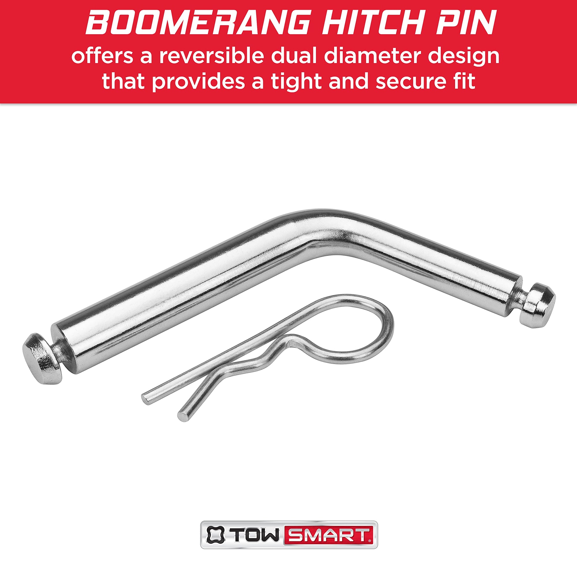 Steel TOWSMART Boomerang Bent Hitch Pin, 1/2 in. and 5/8 in. Diameter Pin, Fits 1-1/4 in. and 2 in. Receivers