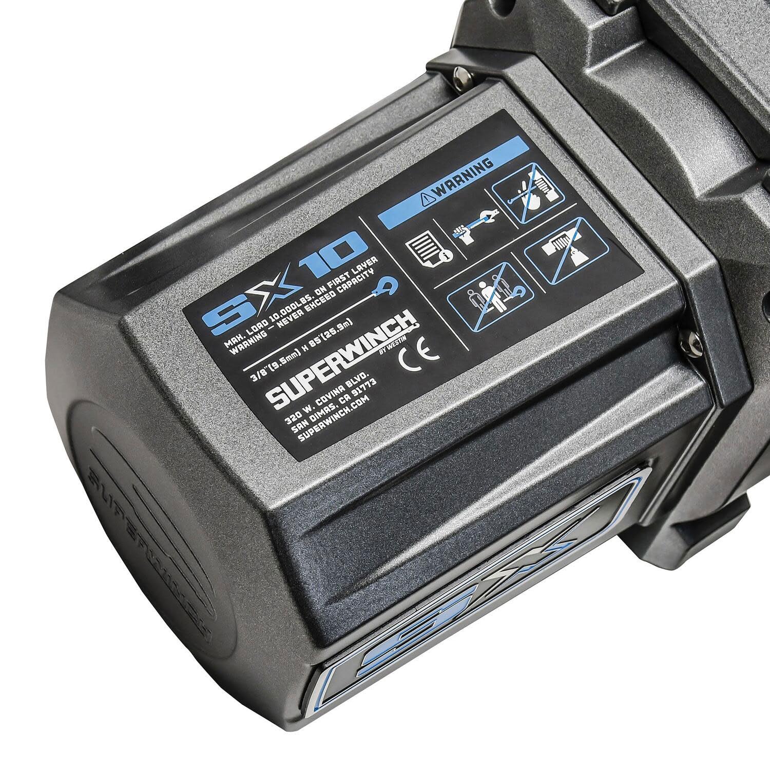 SX10SR Superwinch 1710201 12V DC Winch 10,000 Lb/4,536 Kg Single Line Pull With Hawse Fairlead, 3/8in X 80ft Synthetic Rope, Corded Handheld And Wireless Remote