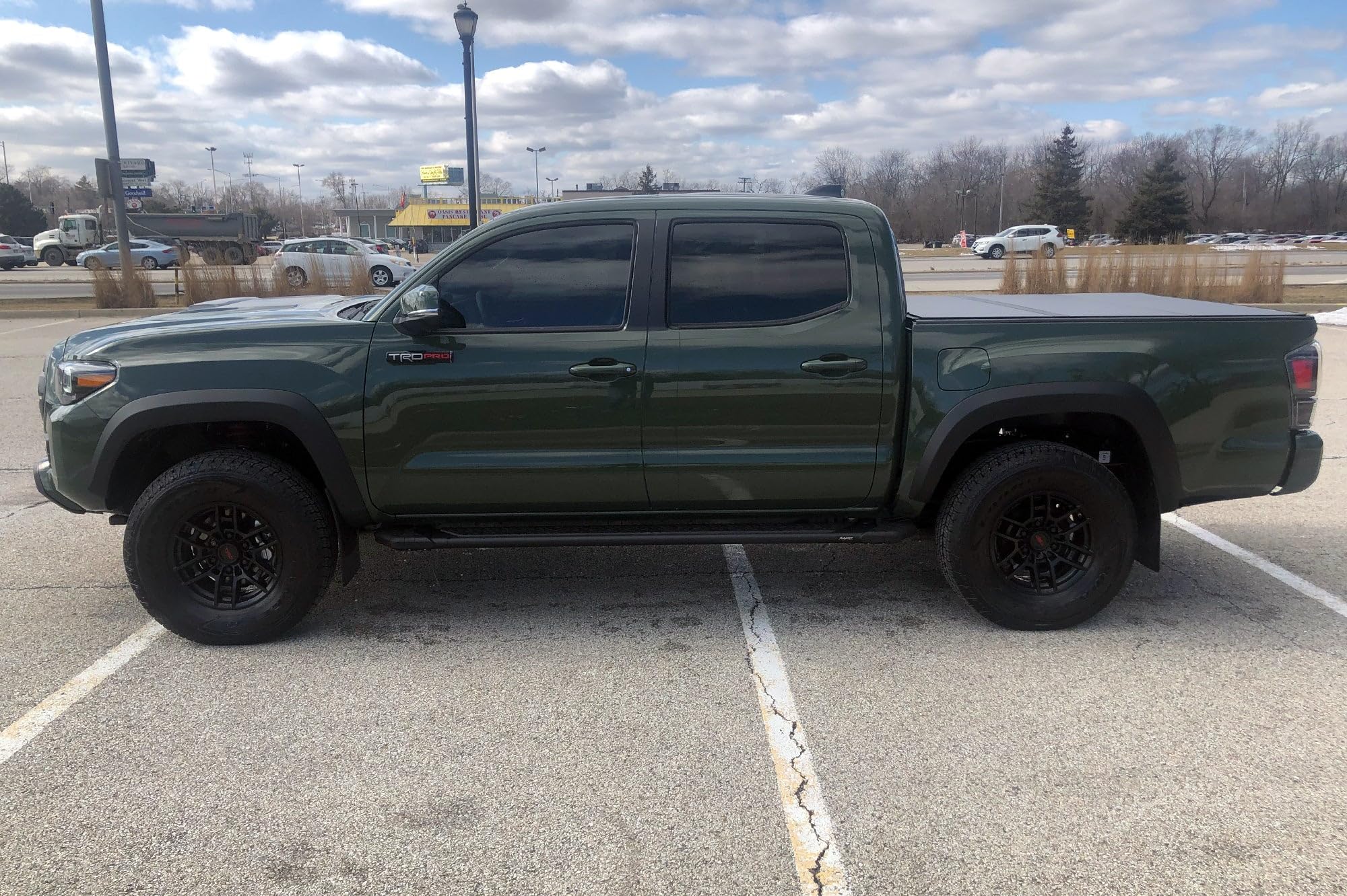 Running Boards Raptor Series Steps 5in Treadsteps Black Aluminum Compatible with 05-23 Tacoma Double Cab