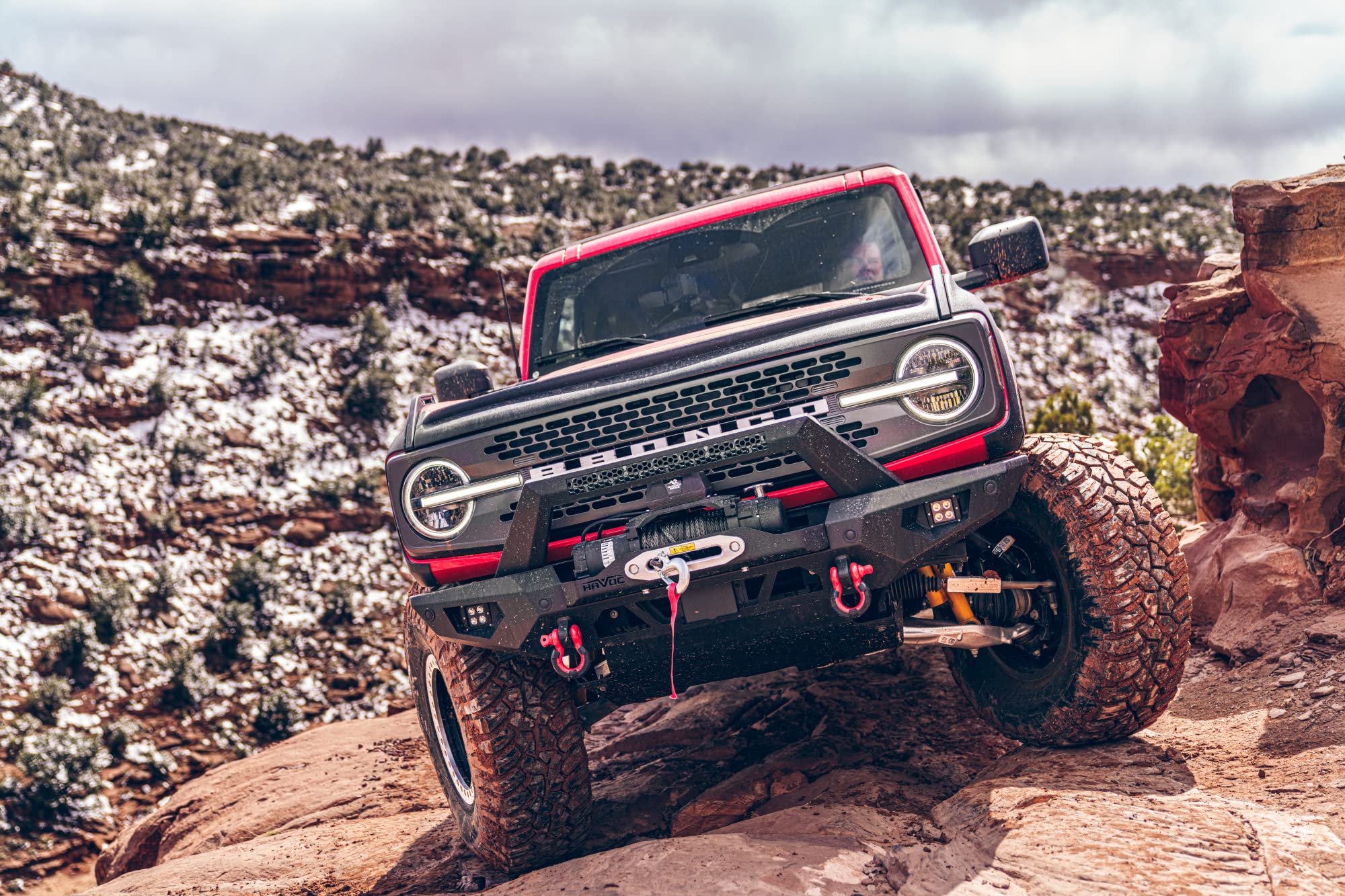 Steel Bender HAVOC OFFROAD Front Bumper for Ford Bronco | Winch Ready, Stinger, Integrated Lift Points, Black | HFB-02-003 | 2021-2025 Ford Bronco (Will not fit Sport Model)