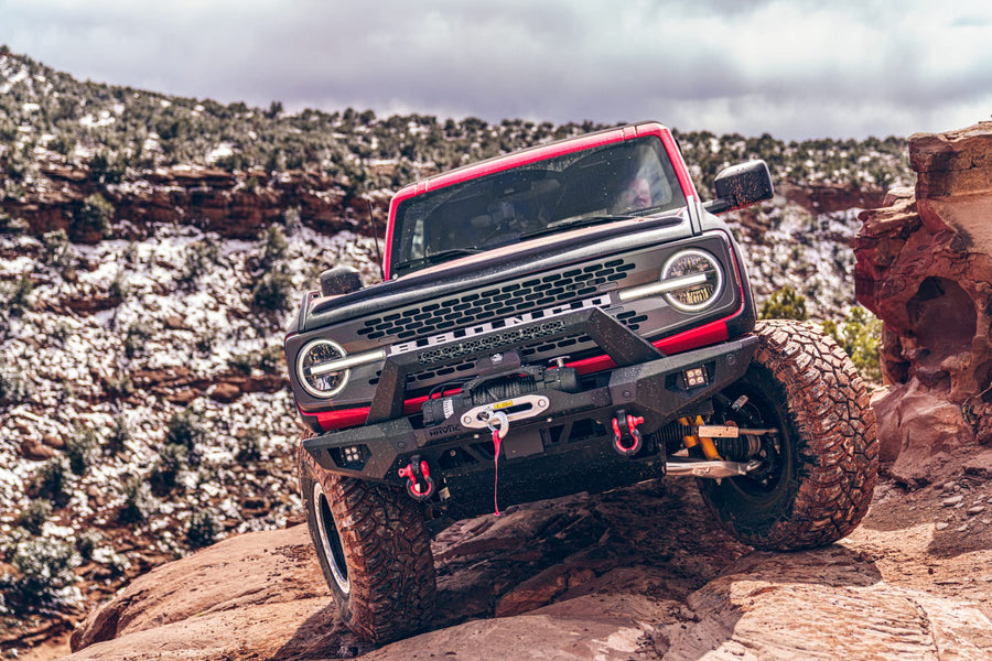 Steel Bender HAVOC OFFROAD Front Bumper for Ford Bronco | Winch Ready, Stinger, Integrated Lift Points, Black | HFB-02-003 | 2021-2025 Ford Bronco (Will not fit Sport Model)