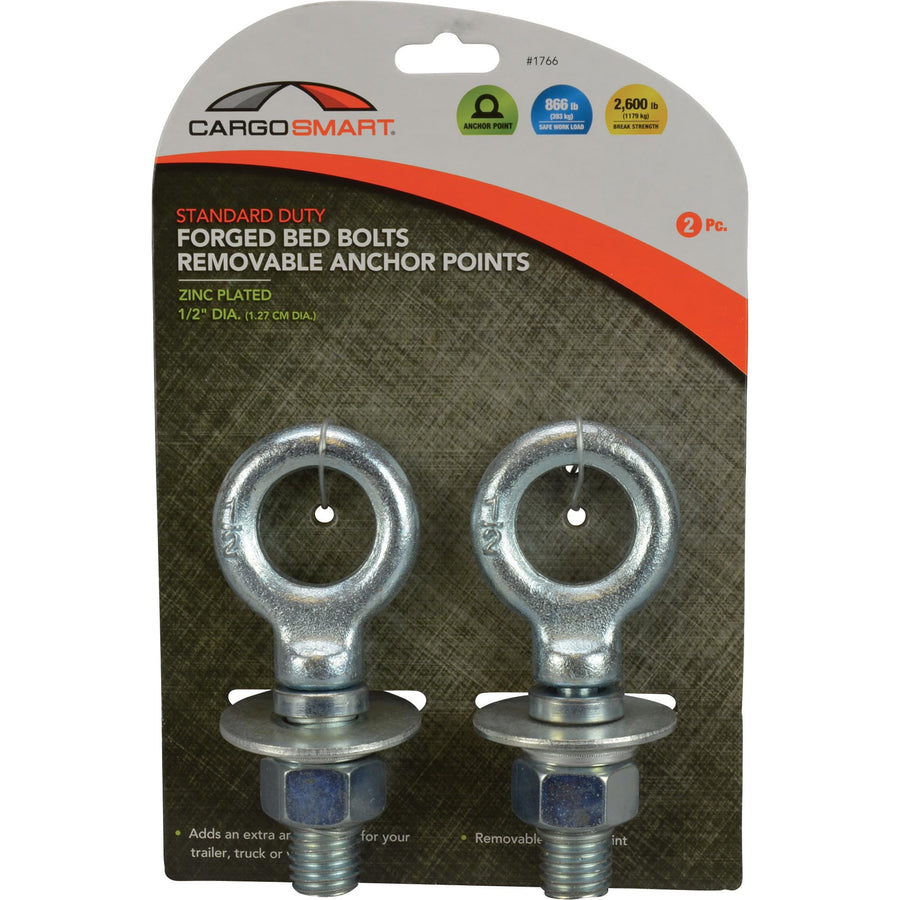 Forged Standard Duty Bed Bolts, 1/2" Eyelet Hole, 2,600 lb 2 Pk