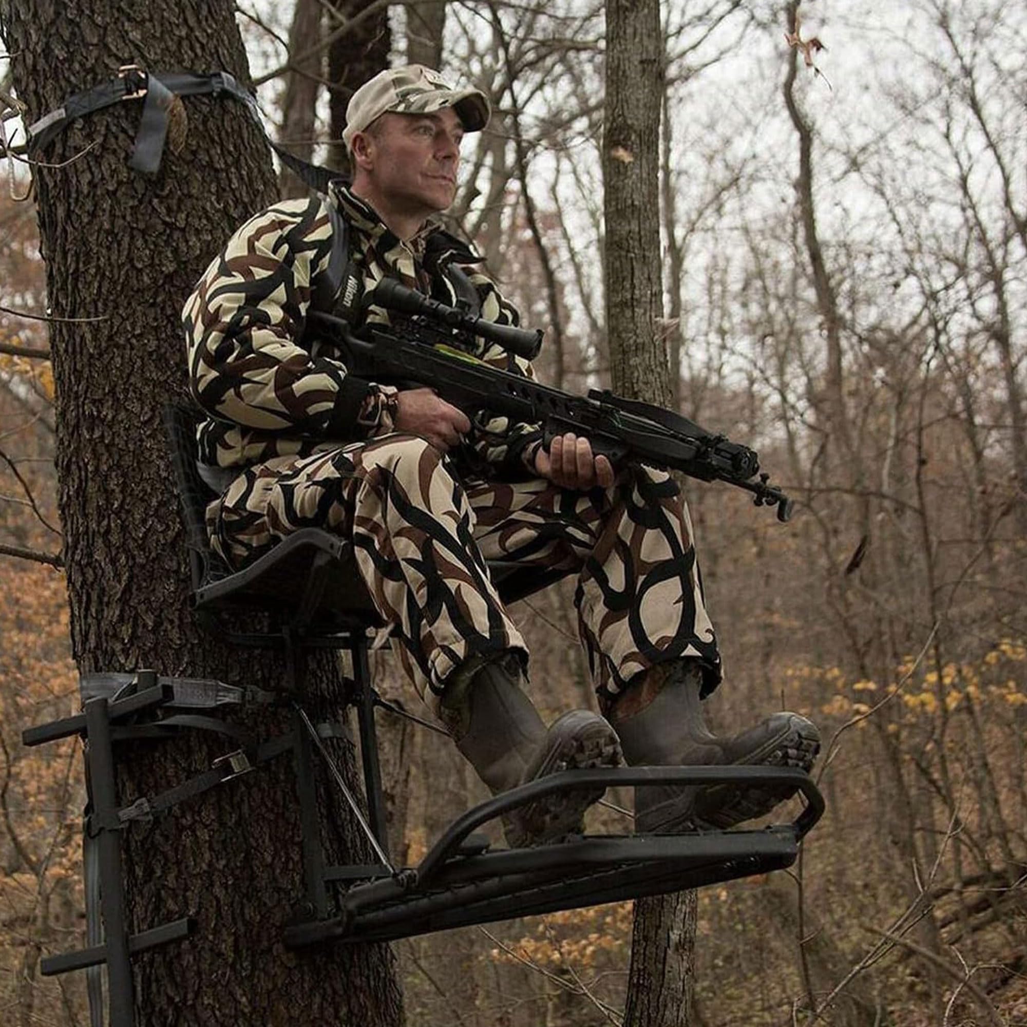 Hawk LVL Kickback Hang-On Deer Hunting Tree Stand, Deer Stand with Kick Back Footrest, XL Comfort Seat and Oversized Platform
