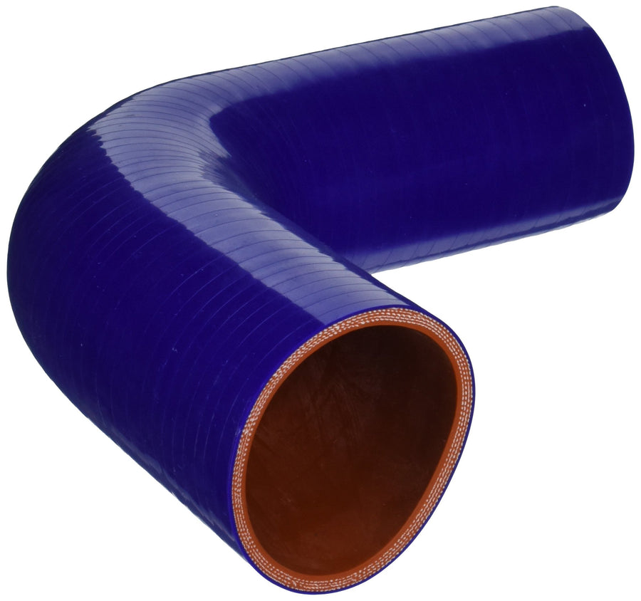 HPS Silicone High Temperature HTSER90-225-250-BLUE 4-ply Reinforced 90 degree Elbow Reducer Coupler Hose, 55 PSI Maximum Pressure, 4" Leg Length on each side, 2-1/4" > 2-1/2" ID, Blue