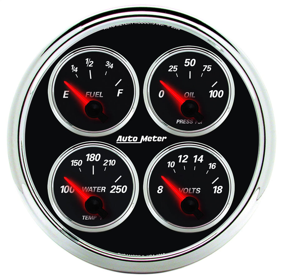 Auto Meter Designer Black II 5" Short Sweep Electric Quad Gauge 1211