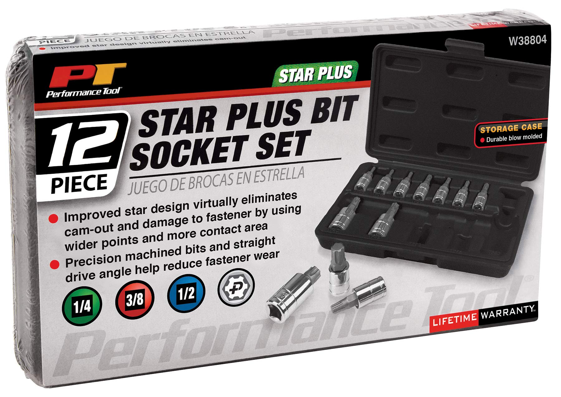12pc Star Plus Bit Socket Set Performance Tool W38804