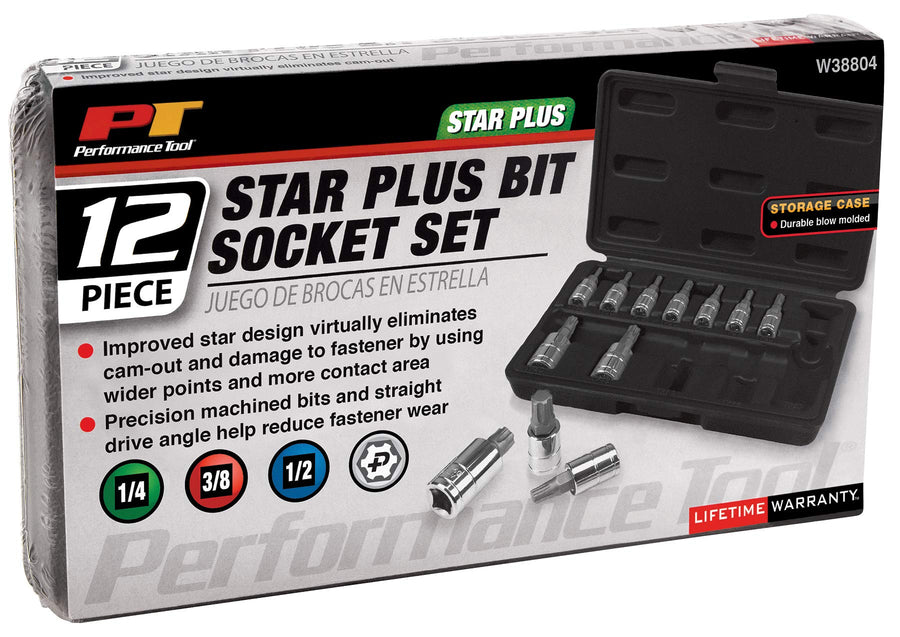 12pc Star Plus Bit Socket Set Performance Tool W38804