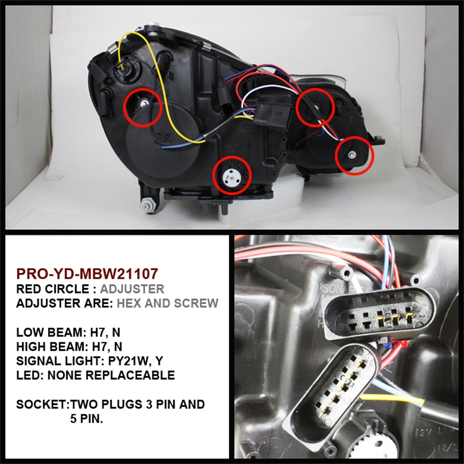 Mercedes Benz E-Class 07-09 Spyder 5029379 Projector Headlights - Halogen Model Only (Not Compatible With Xenon/HID Model) - DRL - Black - High H7 (Included) - Low H7 (Included)
