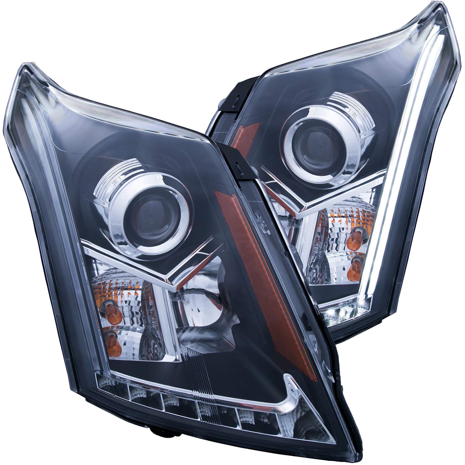 Black/Clear/Amber AnzoUSA Plank Style Projector Headlight for Cadillac SRX