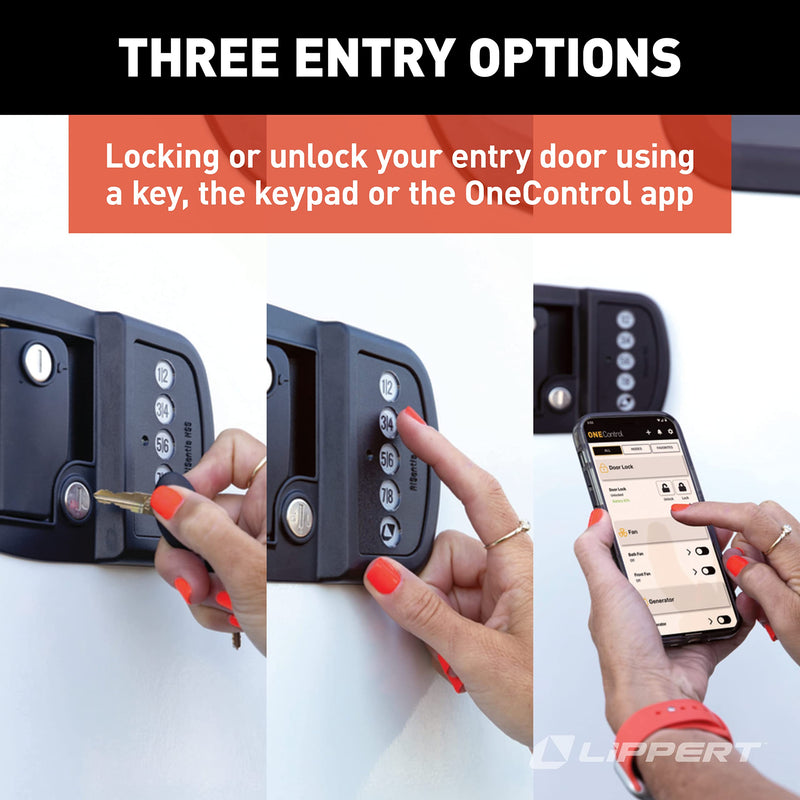 Keyless Lippert RV Door Lock with Bluetooth - Left, Green,Red