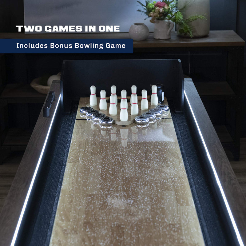 Brookdale American Legend 9’ LED Light Up Shuffleboard Table with Bowling