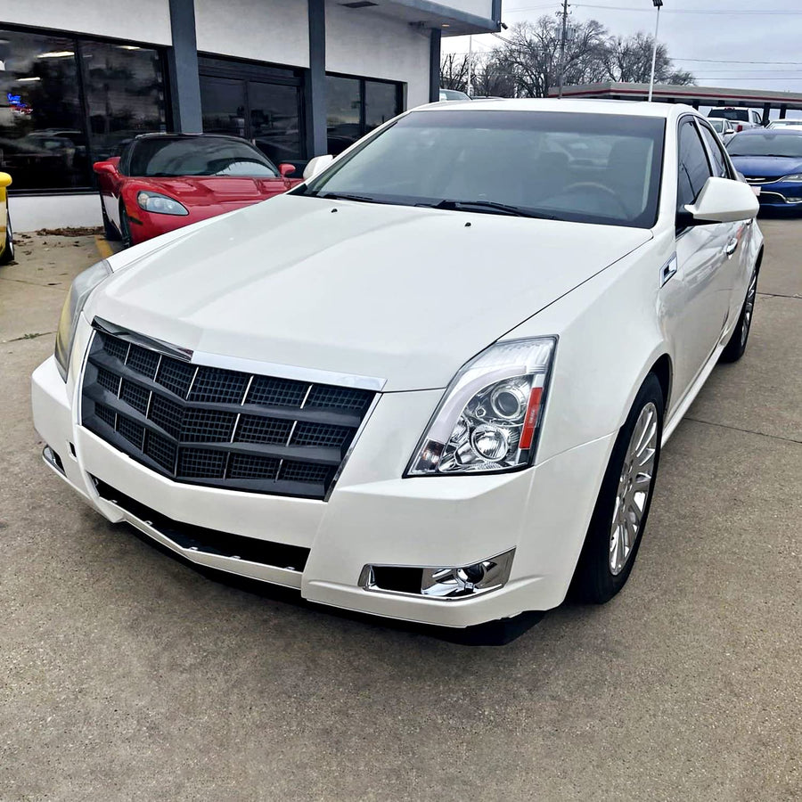 Chrome LED Switchback Projector Headlights SPEC-D TUNING Compatible with 2008-2014 Cadillac CTS, Left + Right Pair Headlamps Assembly