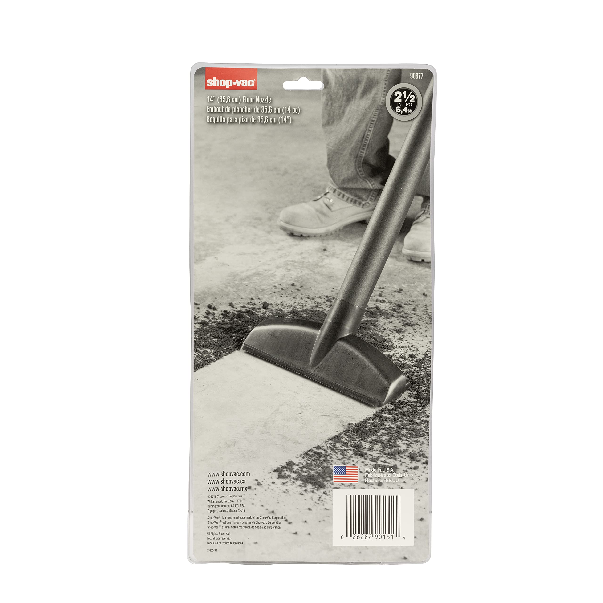 14-Inch Shop-Vac Wet/Dry Floor Nozzle, 2.5 Inch Diameter, Designed for Bulk Dry and Wet Pick Up (1-Pack)