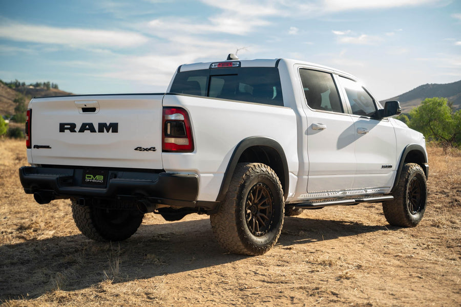 OE Plus DV8 Offroad Side Steps for 2019-2024 RAM 1500 Crew Cab | Anti-Slip Design | Provides Protection from Light Trail Debris | Mounts to Body/Pinch Weld | Retains OEM Ground Clearance | Steel