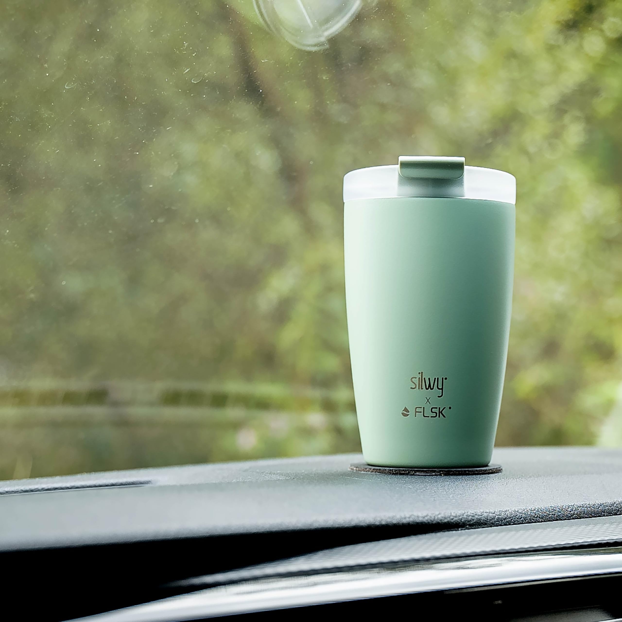 Sage Silwy® Magnetic Thermal Mug To Go with Metal Nano Gel Pad - Stable Premium Coffee Mug/Tea Mug, Leak-Proof, Keeps Drinks Hot for 3 Hours - for Campers, Home and Travel (Mint)