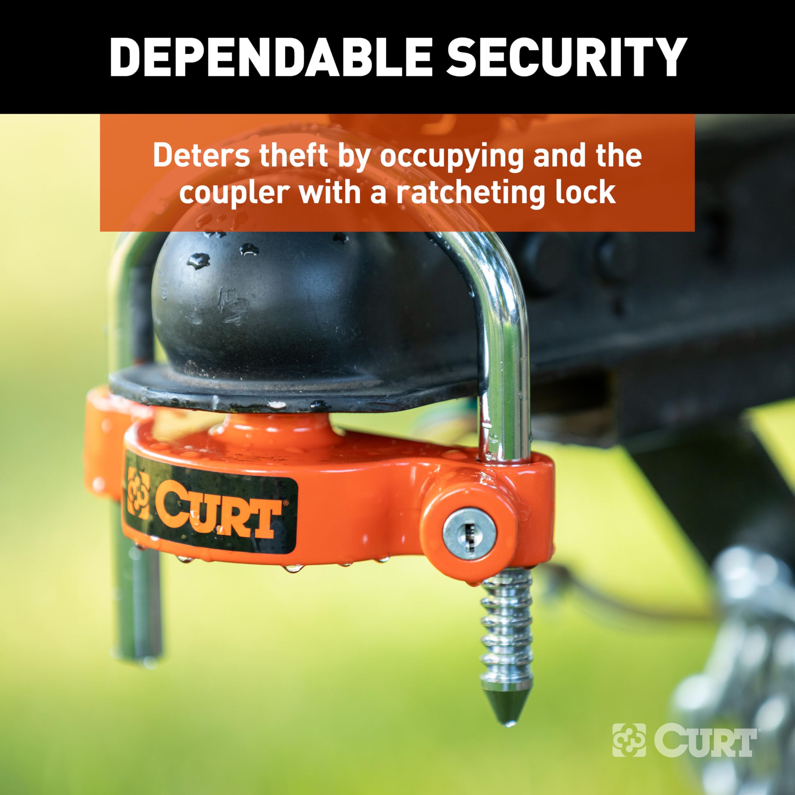 CURT Universal Trailer Coupler Lock 23090-KA, Bright Orange, Fits Couplers with 1-7/8", 2" or 2-5/16" Ball Diameter, Keyed Alike