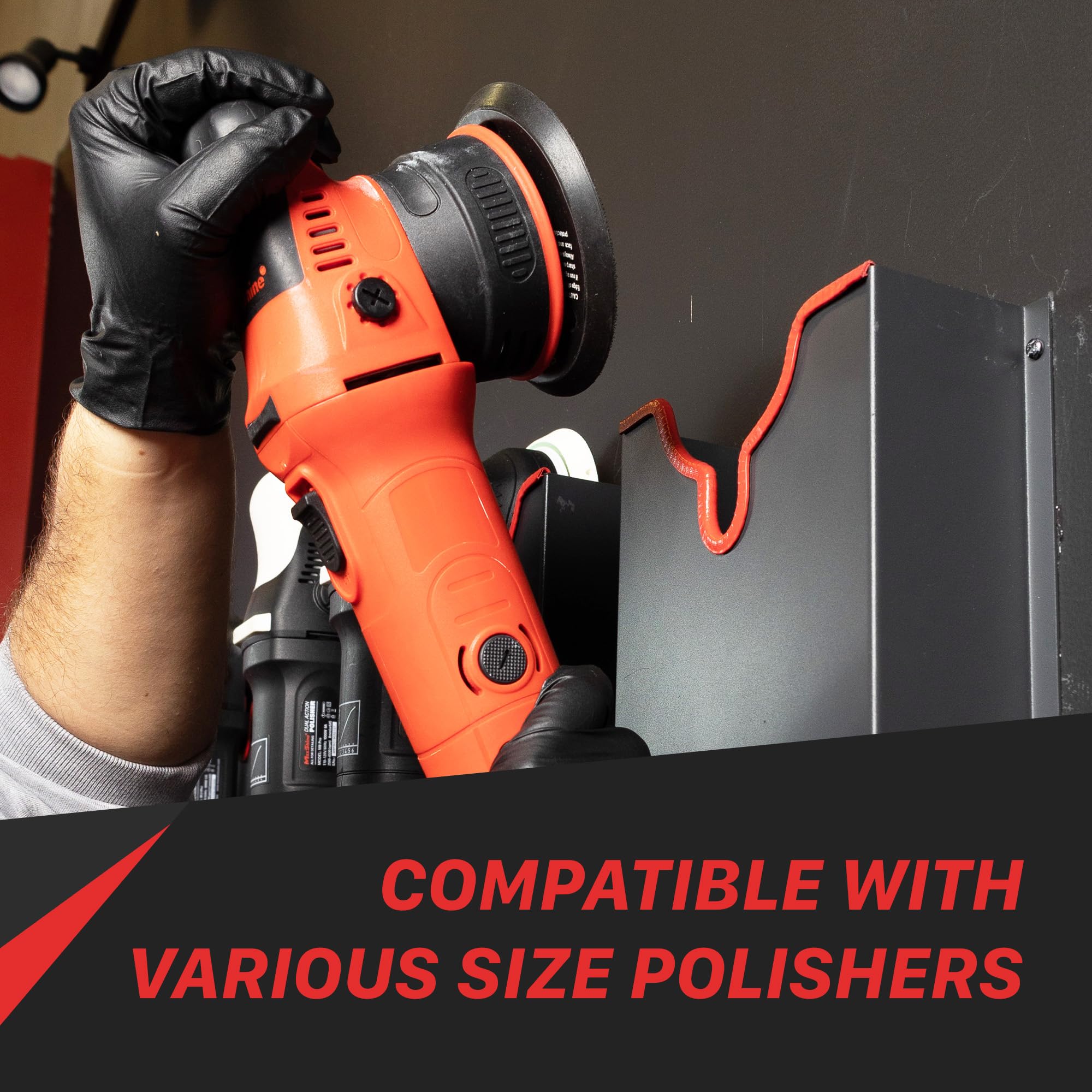 Maxshine Wall Holder Universal Machine Polisher – Mounted Rack Organizer for Dual Action & Rotary Polishers – Space-Saving Storage for Garage & Mobile Detailing Setup
