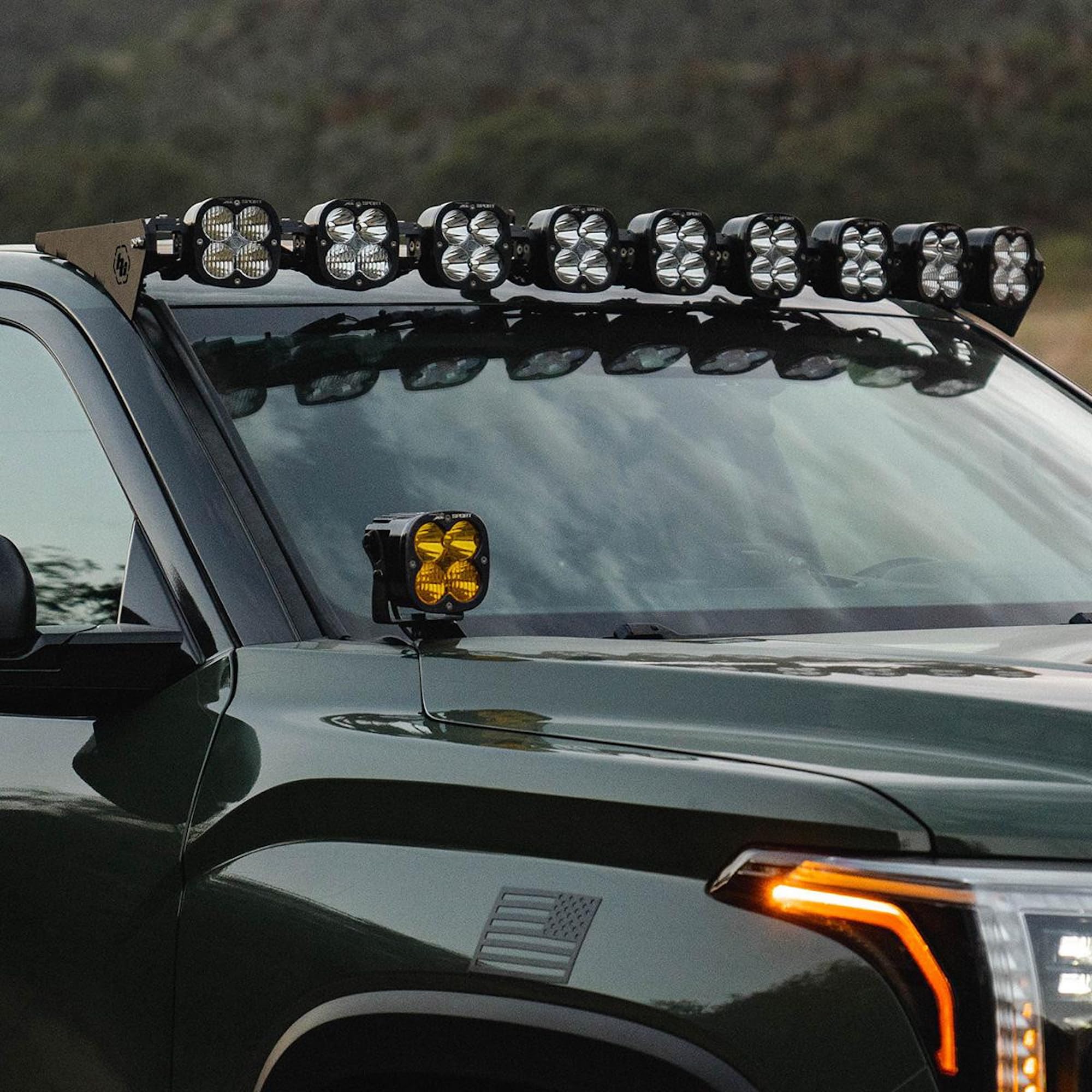 Linkable Baja Designs 9XL LED Roof Bar Light Kit for Toyota Tundra Trucks - 9 PCS LED with Wiring Harness, Brackets