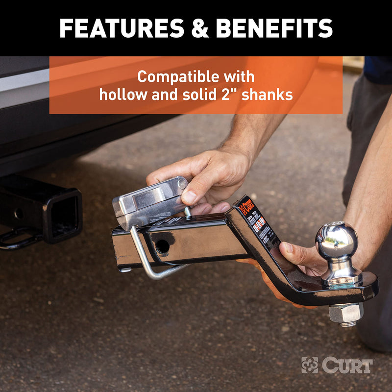 CURT No-Tool Anti-Rattle Hitch Clamp 22325 Tightener for 2-Inch Receiver, Hollow or Solid Shanks
