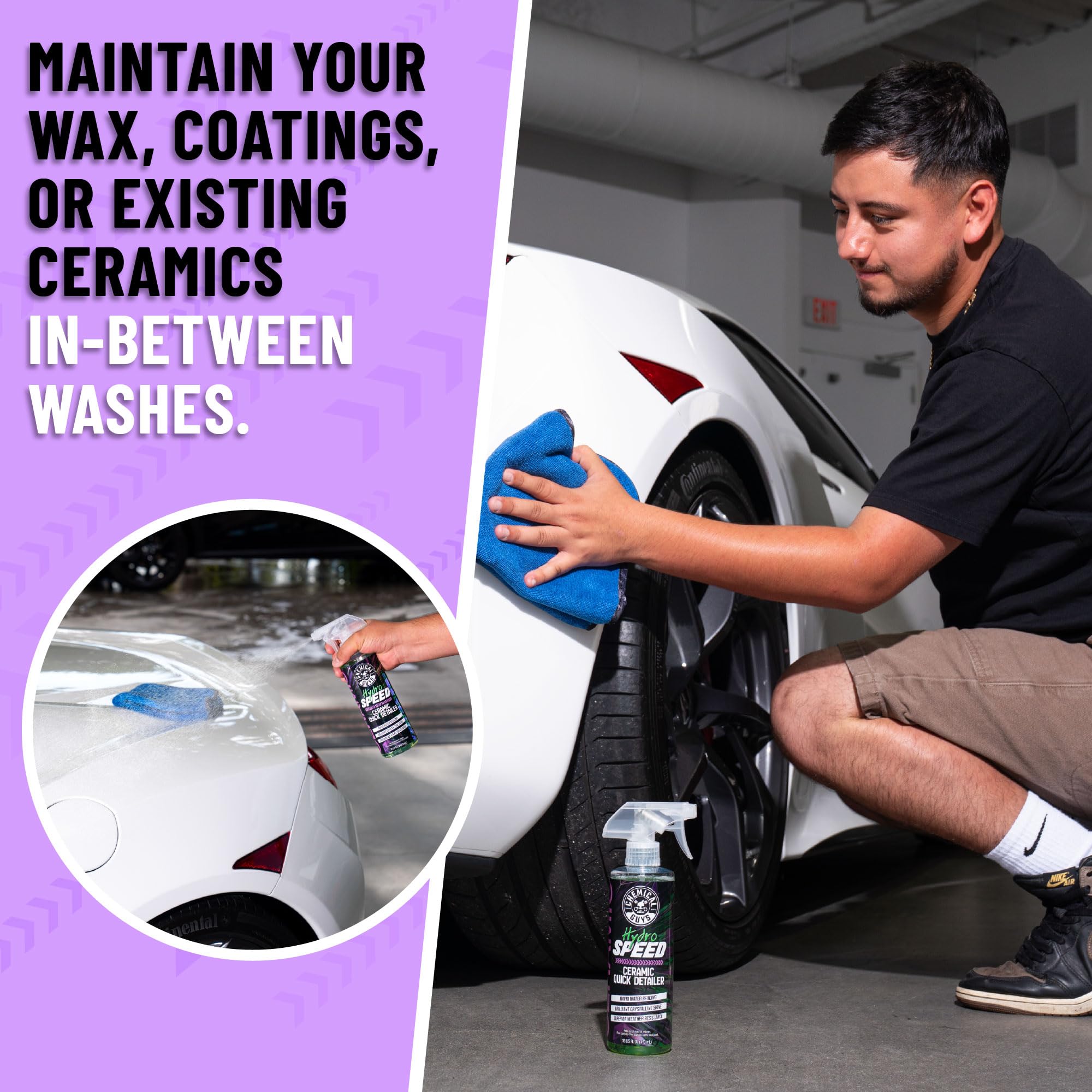 HydroSpeed Chemical Guys Ceramic Quick Detailer Spray - SiO2 Shine Car Detailer Spray for Cars, Trucks, SUVs, Motorcycles and RVs, Boosts Gloss, Hydrophobic Protection and Slickness, 16 oz