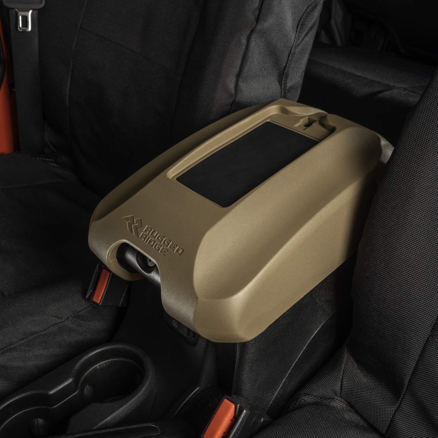 Console Cover Rugged Ridge for Jeep Wrangler JK | Rubber, Tan | 13107.63 | Fits 2011-2018 Jeep Wrangler JK
