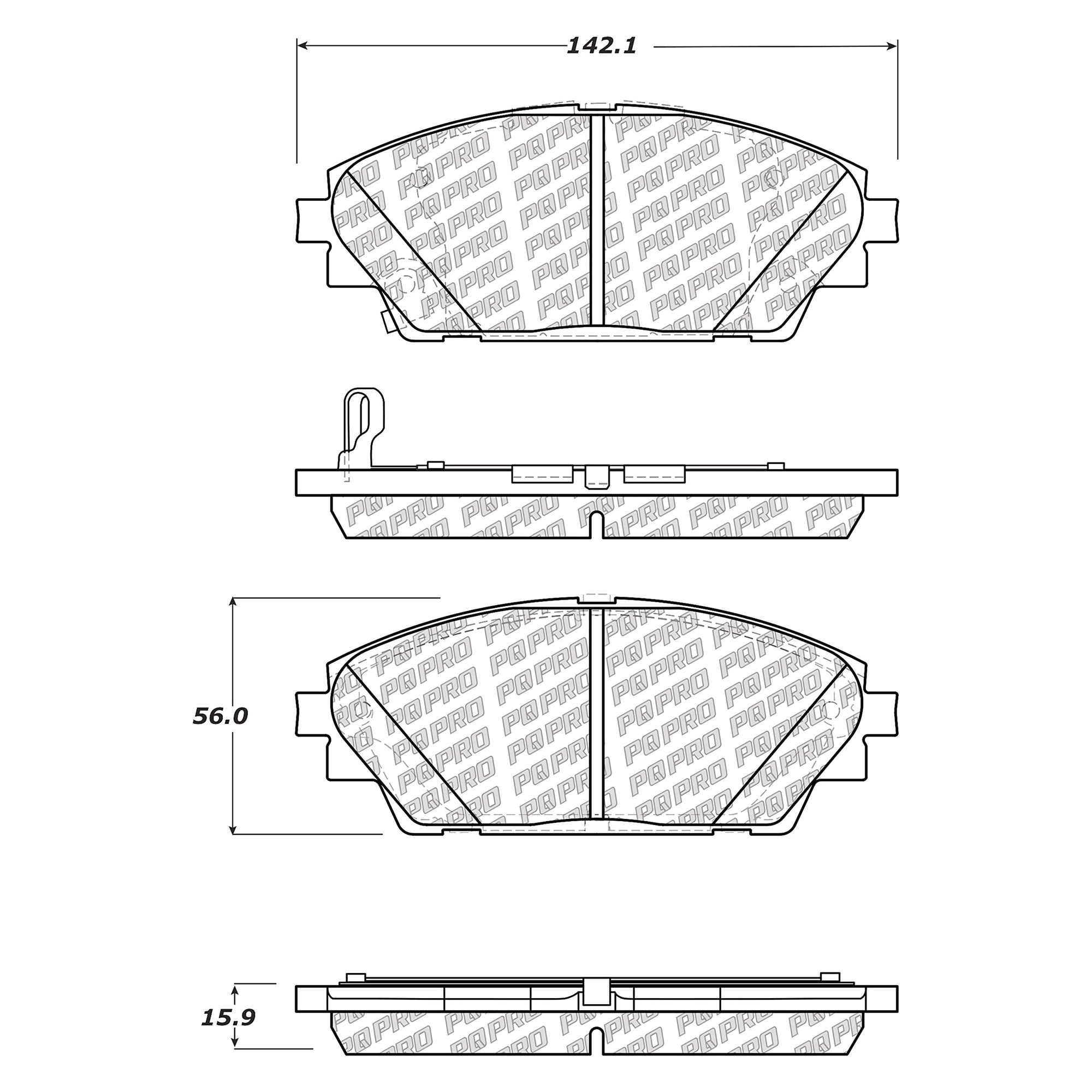 500.17280 Centric 2014-2018 Mazda 3, CX-3 PQ PRO Disc Brake Pads with Hardware