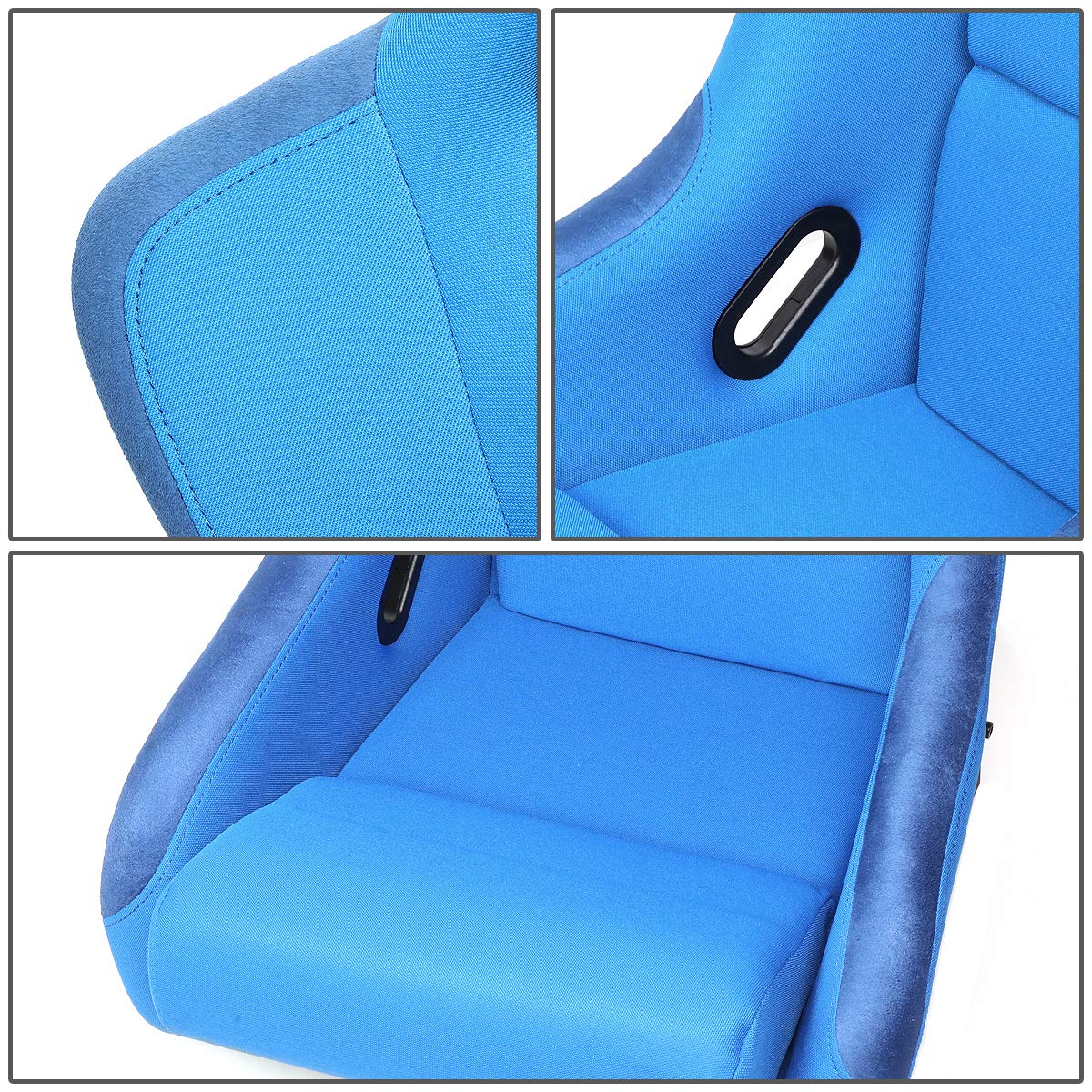 NRG Innovations Fiber Glass NRG-FRP-300BL Fixed Back Bucket Racing Seat, 4pt Harness Compatibility, Blue Seat Cover, 23"W X 18" D X 35" H