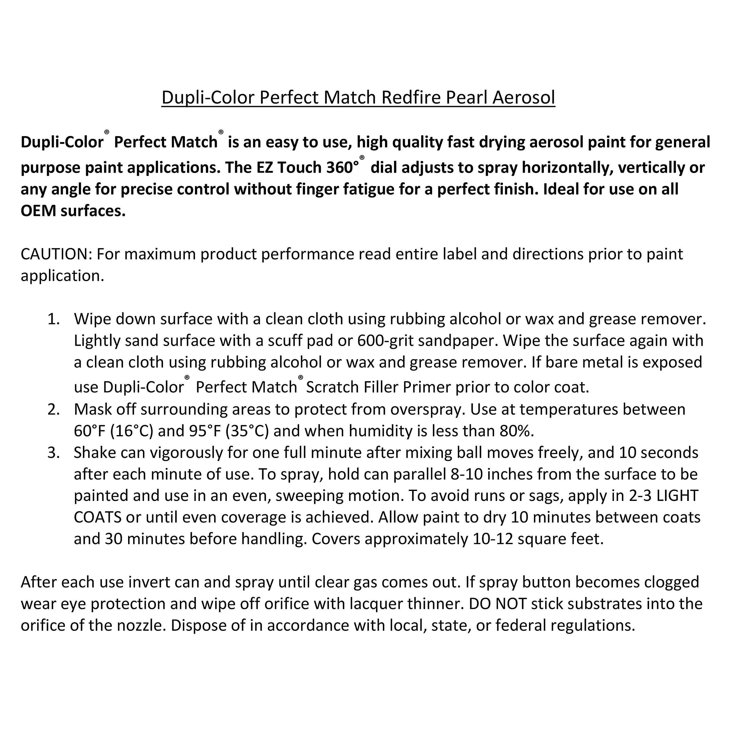 Perfect Match Dupli-Color Automotive Spray Paint – Ford Redfire Pearl Metallic, G2 – 8 oz. Aerosol Can