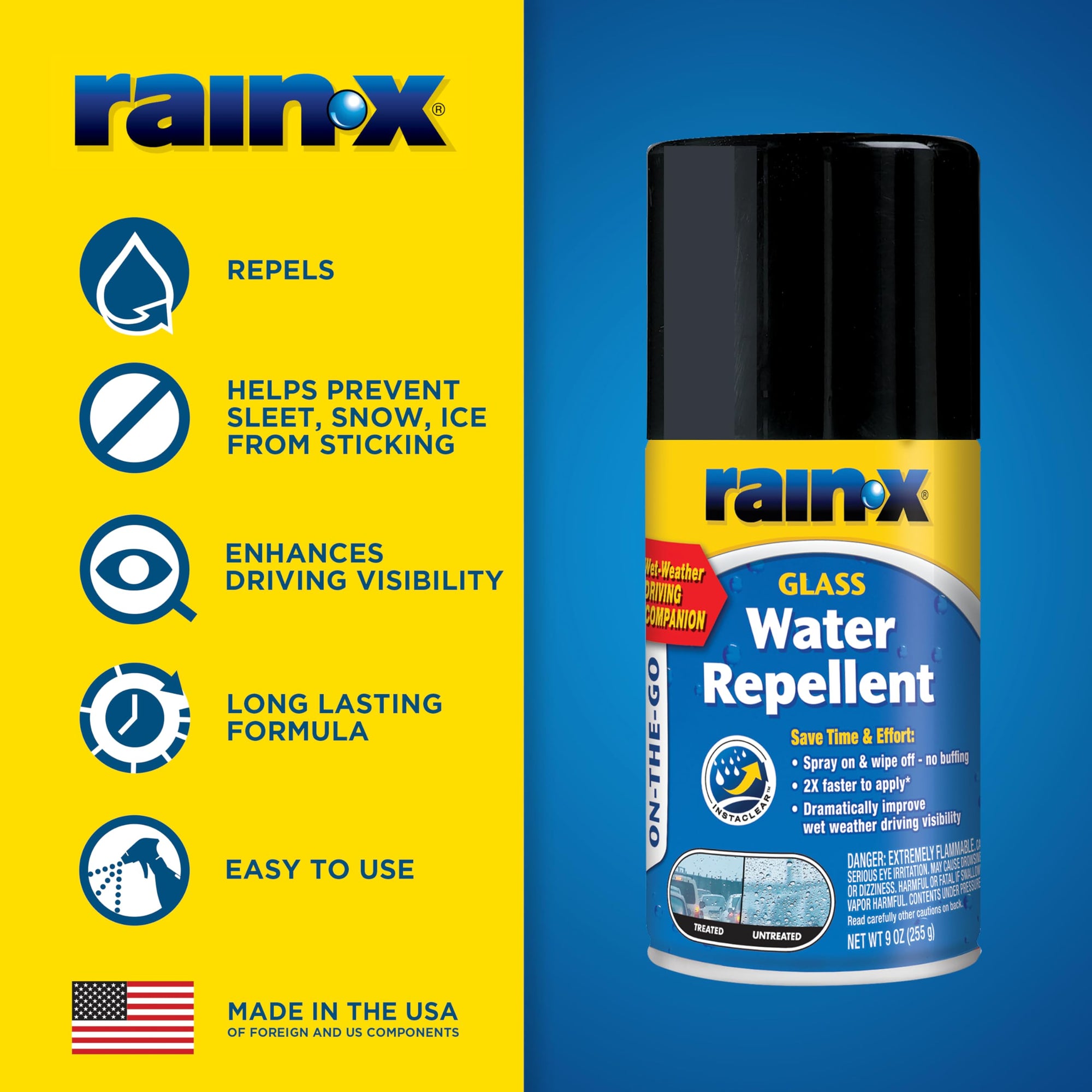 Rain-X On-The-GO 630167 Glass Water-Repellent Aerosol 9 oz.