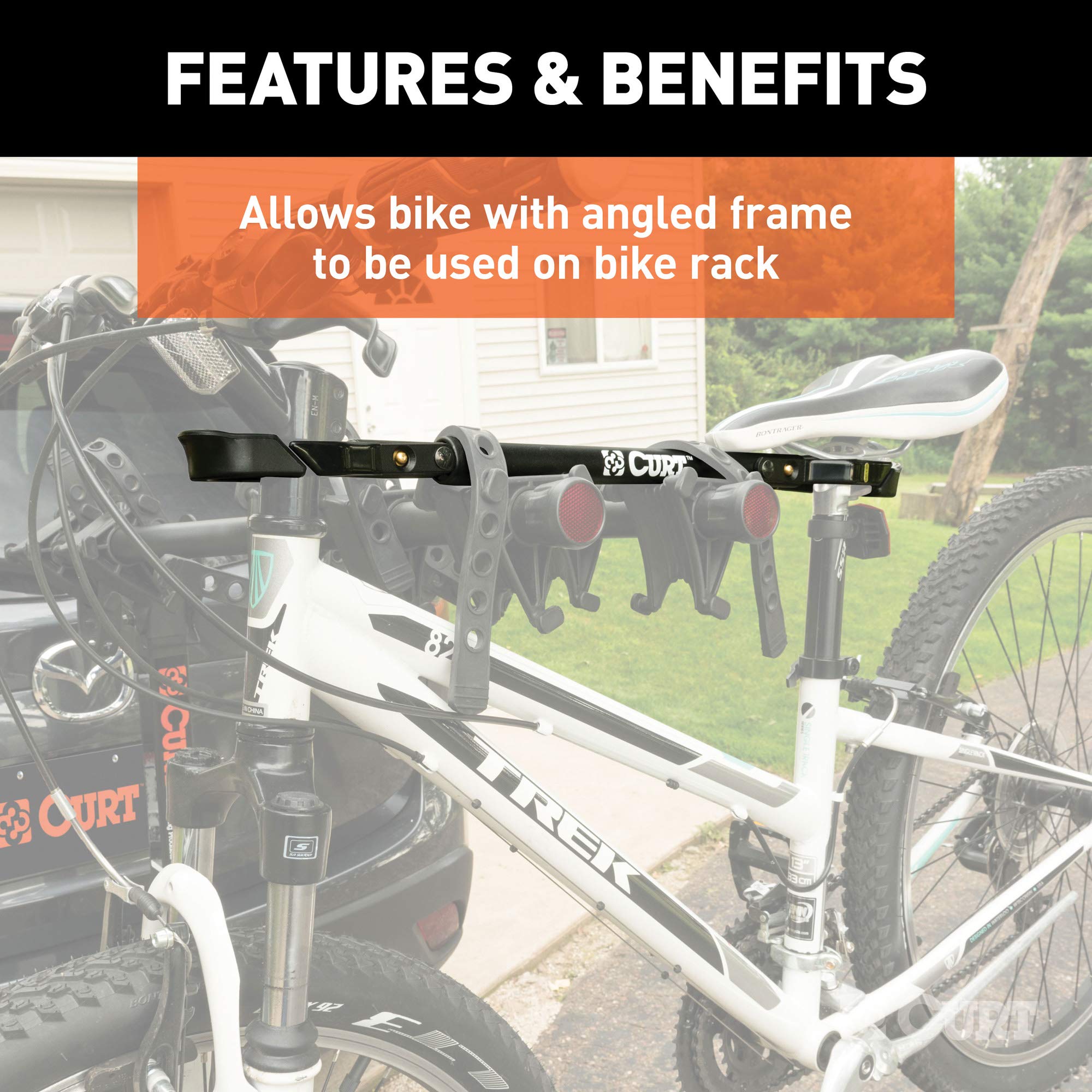 CURT Adjustable 22-1/2 to 31-Inch Bike Rack Adapter for Women's Bike, Angled Frame 18016