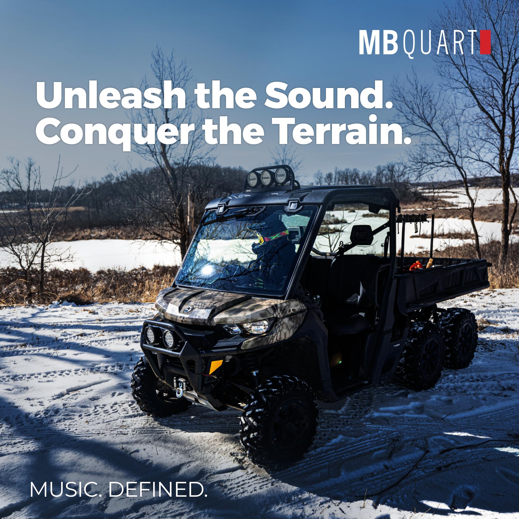 MB Quart Audio Upgrade Can-Am Defender, 400W Dual 10" Subwoofer System, Plug and Play Compatibility with Models 2017-2025, Marine Grade Protection