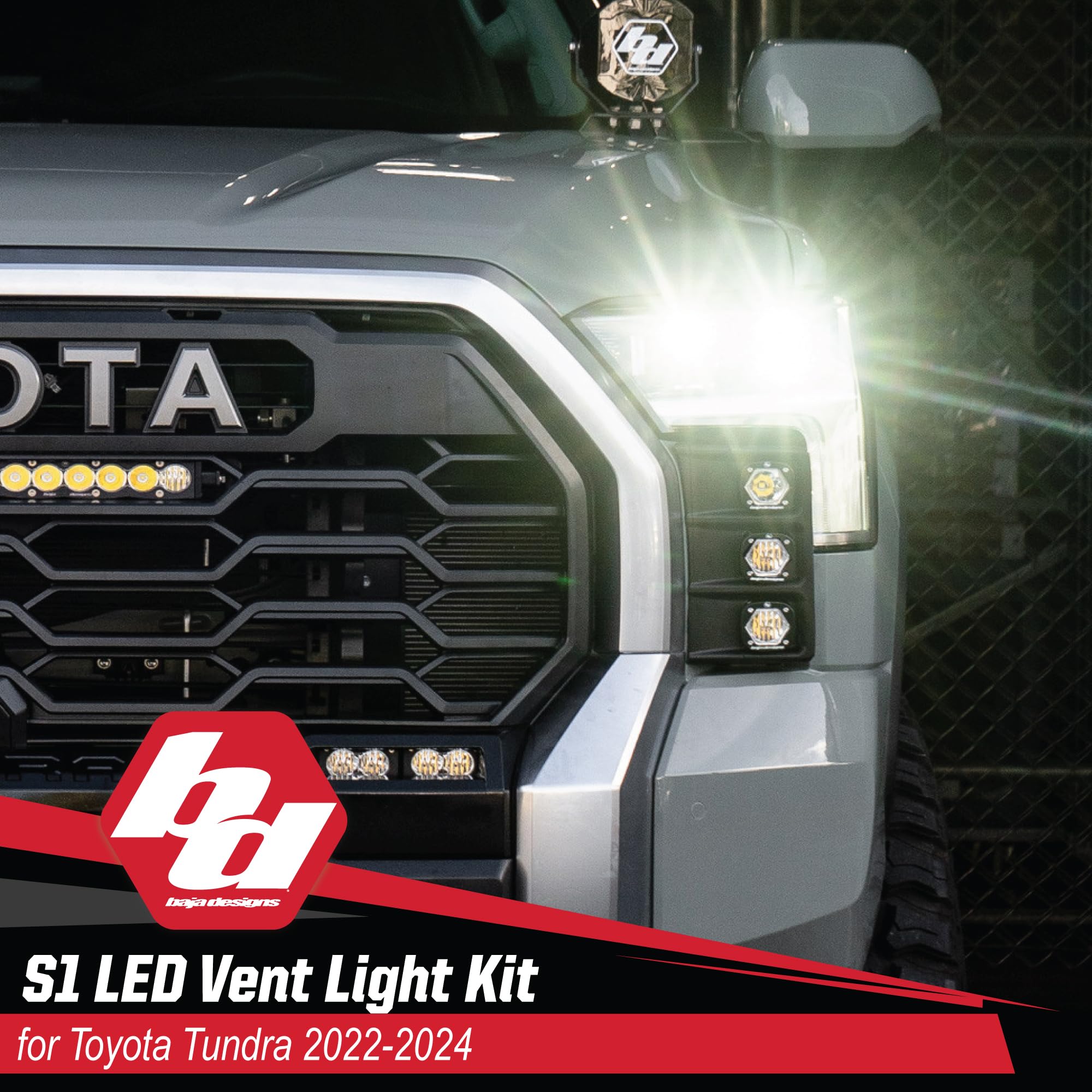 Baja Designs LED Vent Light Kit S1 for Toyota Tundra 2022+ Truck - Includes 6 LED Lights, Wiring Harness