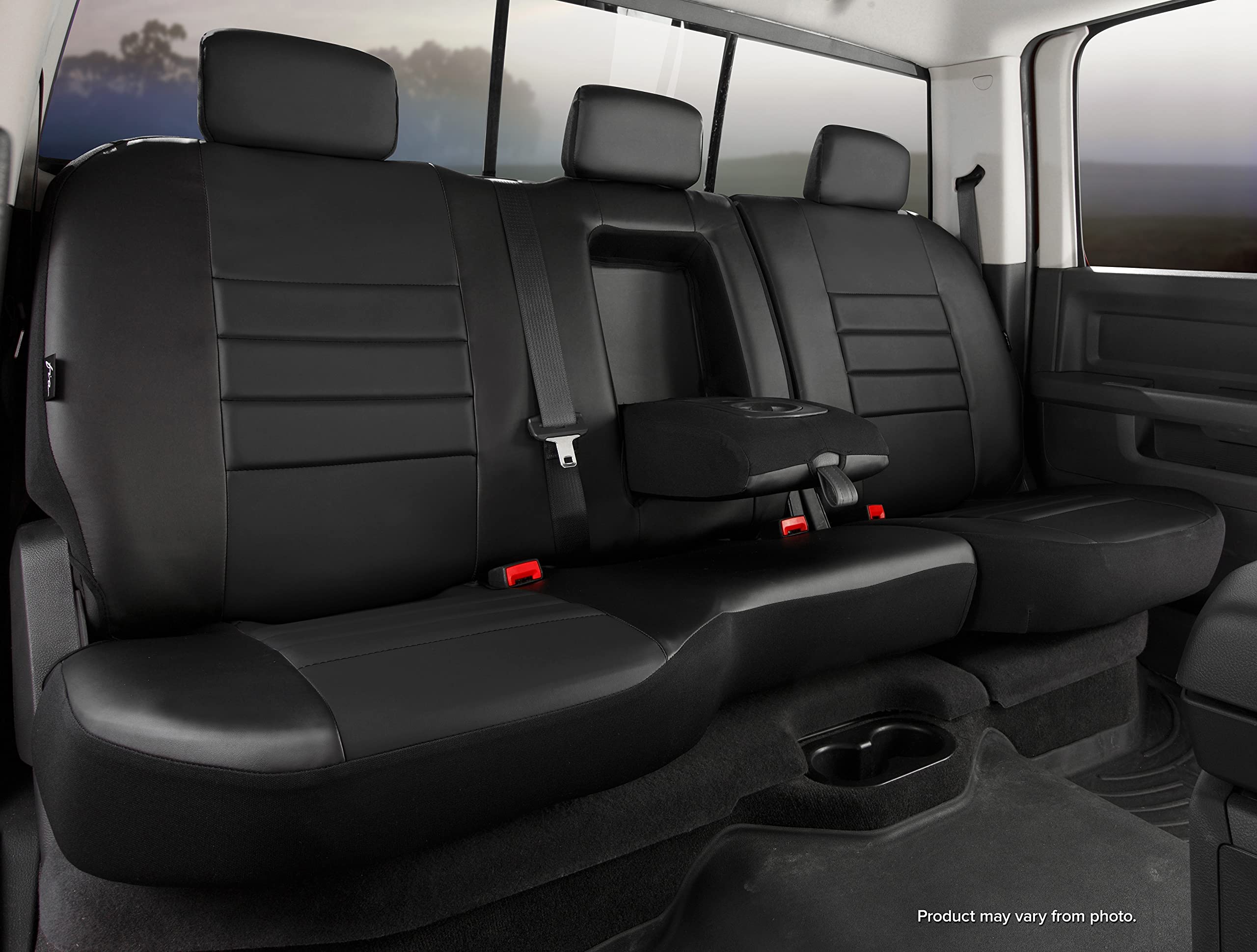 Custom Fit Rear Seat Cover Fia SL65-2 BLK/BLK Split Seat 40/60 - Leatherette (Solid Black)