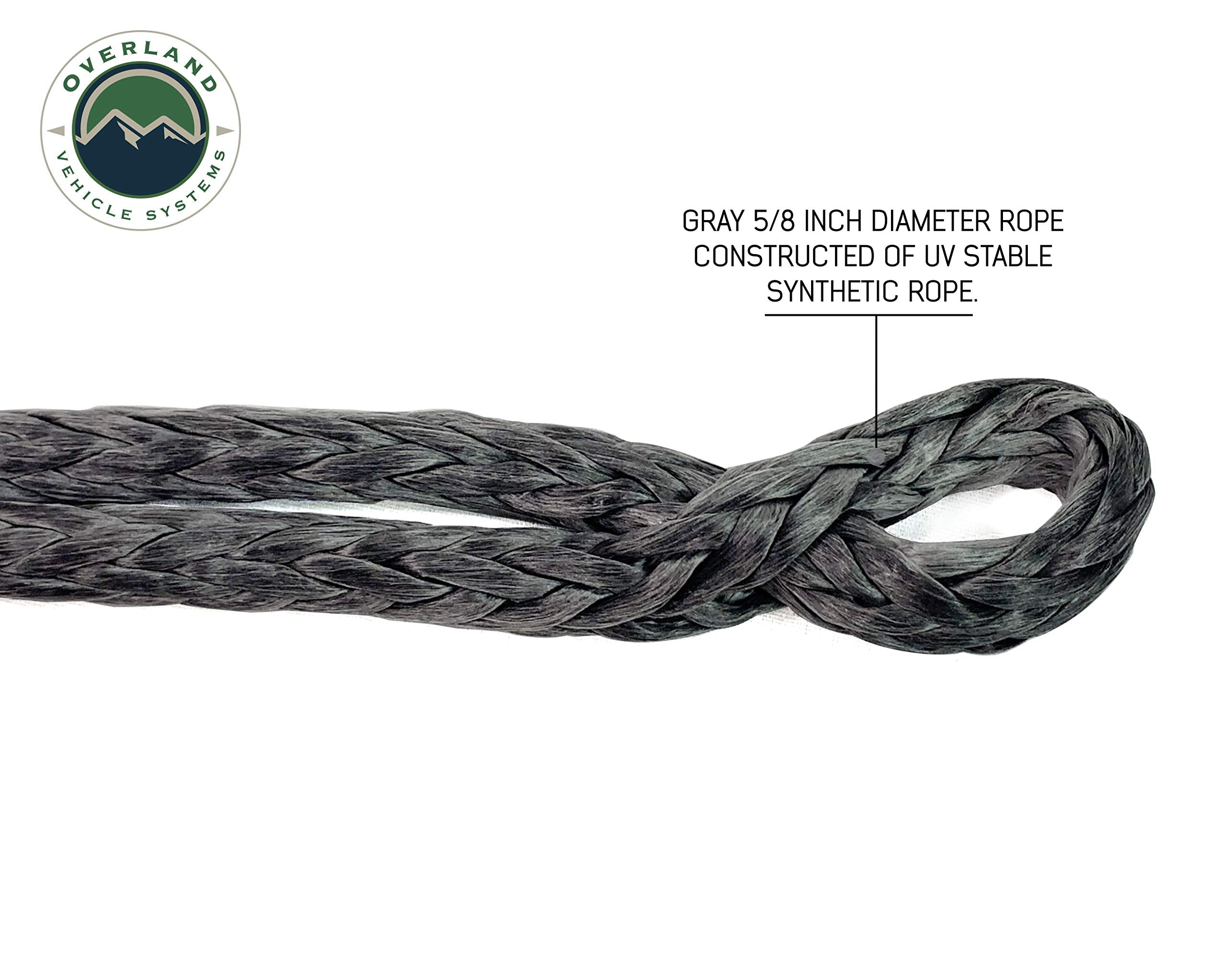 5/8" Overland Vehicle Systems Soft Shackle 44,500 lb. with Collar - 22" - 600 Denier Ballistic Nylon Storage Bag - Dyneema Synthetic Fiber Rope with Collar - for Automotive Recovery and Towing
