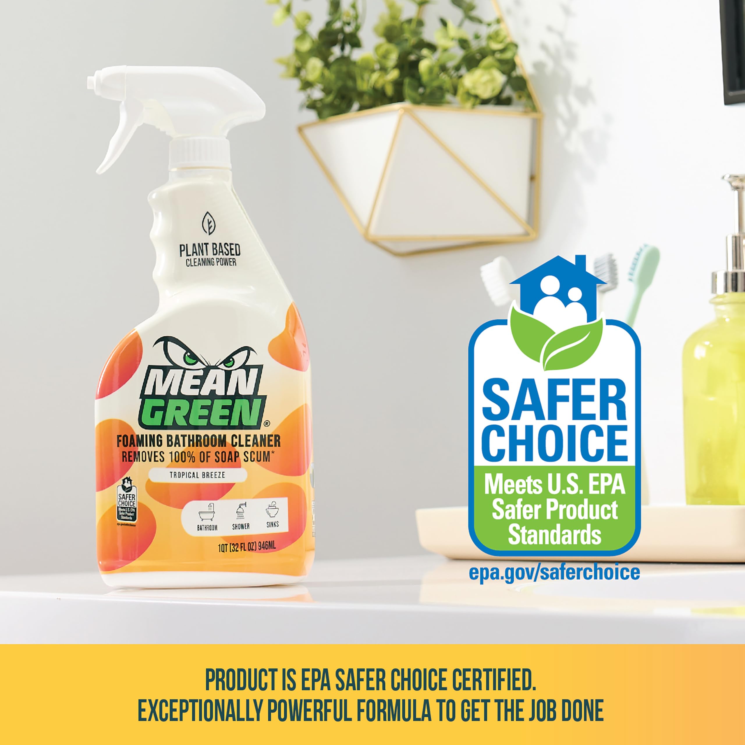 Bathroom Cleaner Mean Green Non-Concentrated Ready-to-Use, Tropical Breeze, 32 Ounce