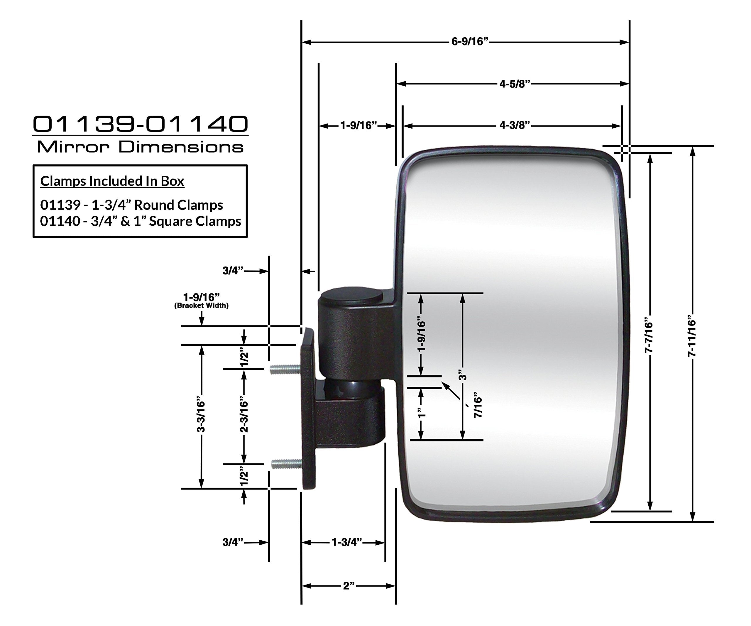 Golf Cart Cipa 01140 Side View Mirror