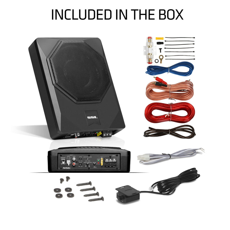 Sound Storm Laboratories 8 Inch US8K Powered Car Audio Under Seat Subwoofer - 800 Watts Max, Low Profile, Built in Amplifier, for Truck, Boxes and Enclosures, Remote Subwoofer Control