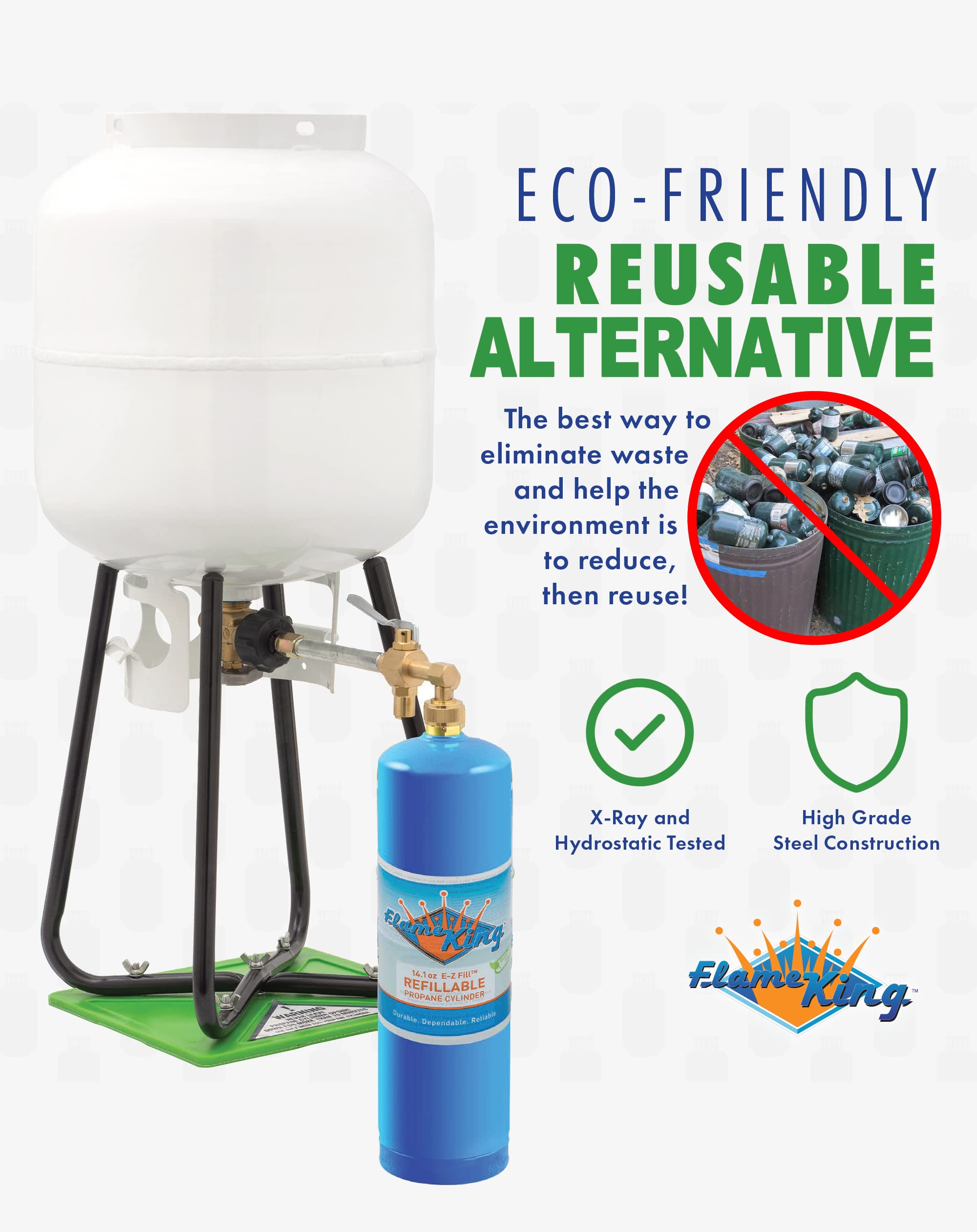 Flame King 1LB Empty Propane Welding Cylinder Tank Kit and CGA600 Connection, Reusable, Safe & Legal Refill Option, DOT Compliant, 14.1 oz, Blue