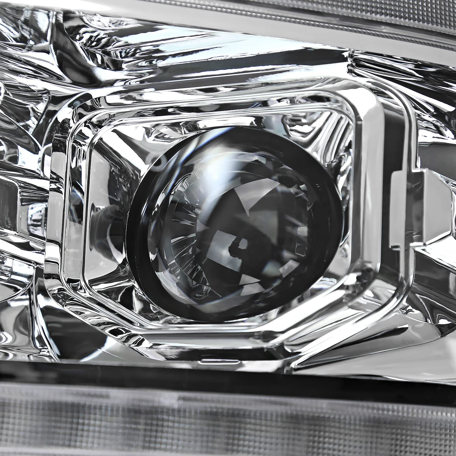 Chrome Projector Headlights SPEC-D TUNING w/Sequential LED Tube Signal and Startup Animation Compatible with 2019-2024 Ram 1500, Left + Right Pair Headlamps Assembly