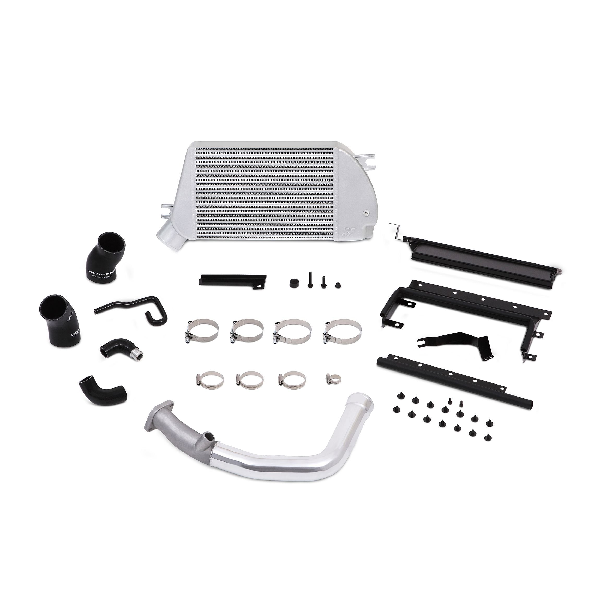 Mishimoto Top-Mount Intercooler Kit MMTMIC-WRX-15PSL Compatible With Subaru WRX 2015+ Silver Cooler, Polished Hose